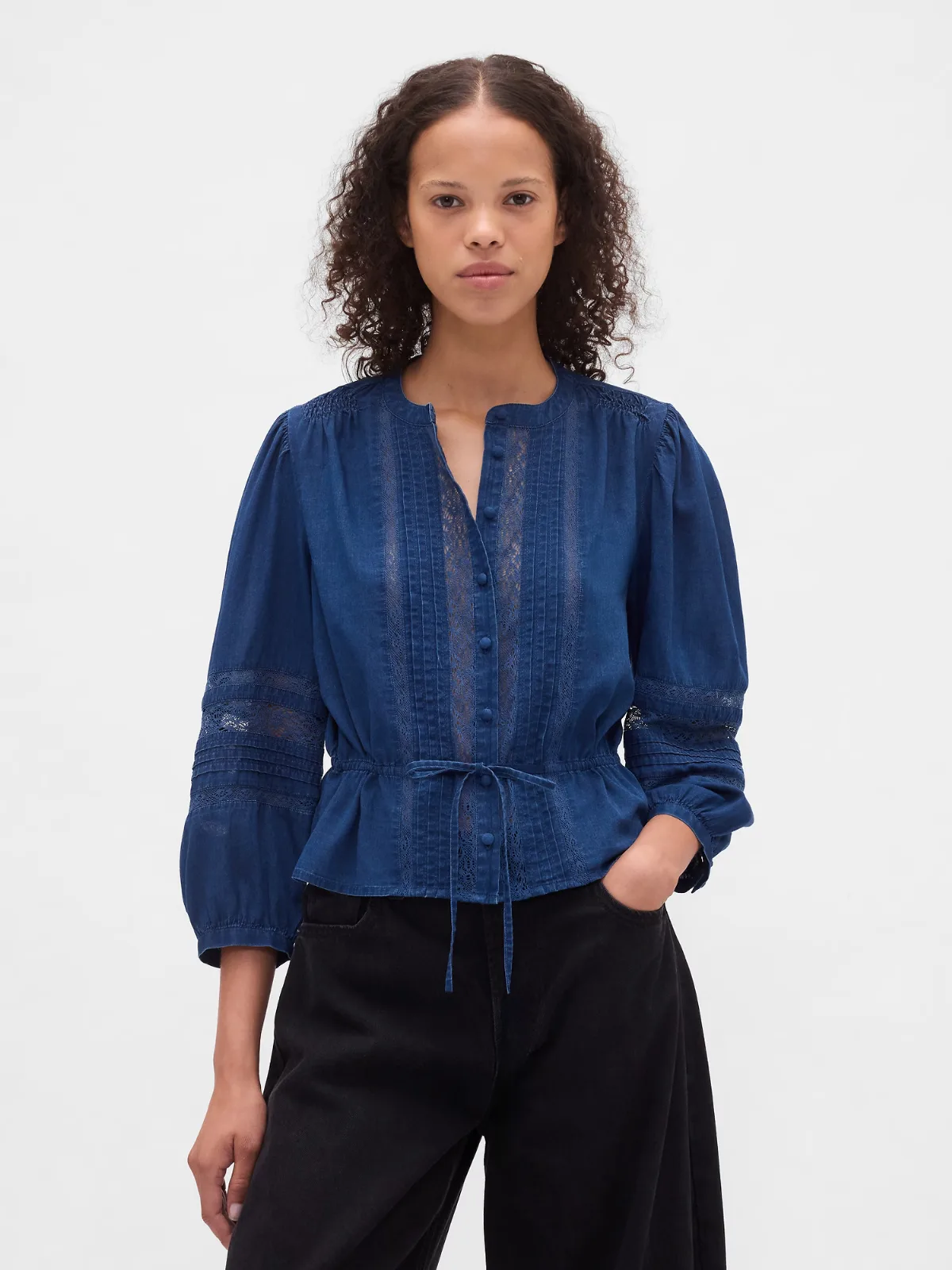 Lace-Trim Voile Top by Gap