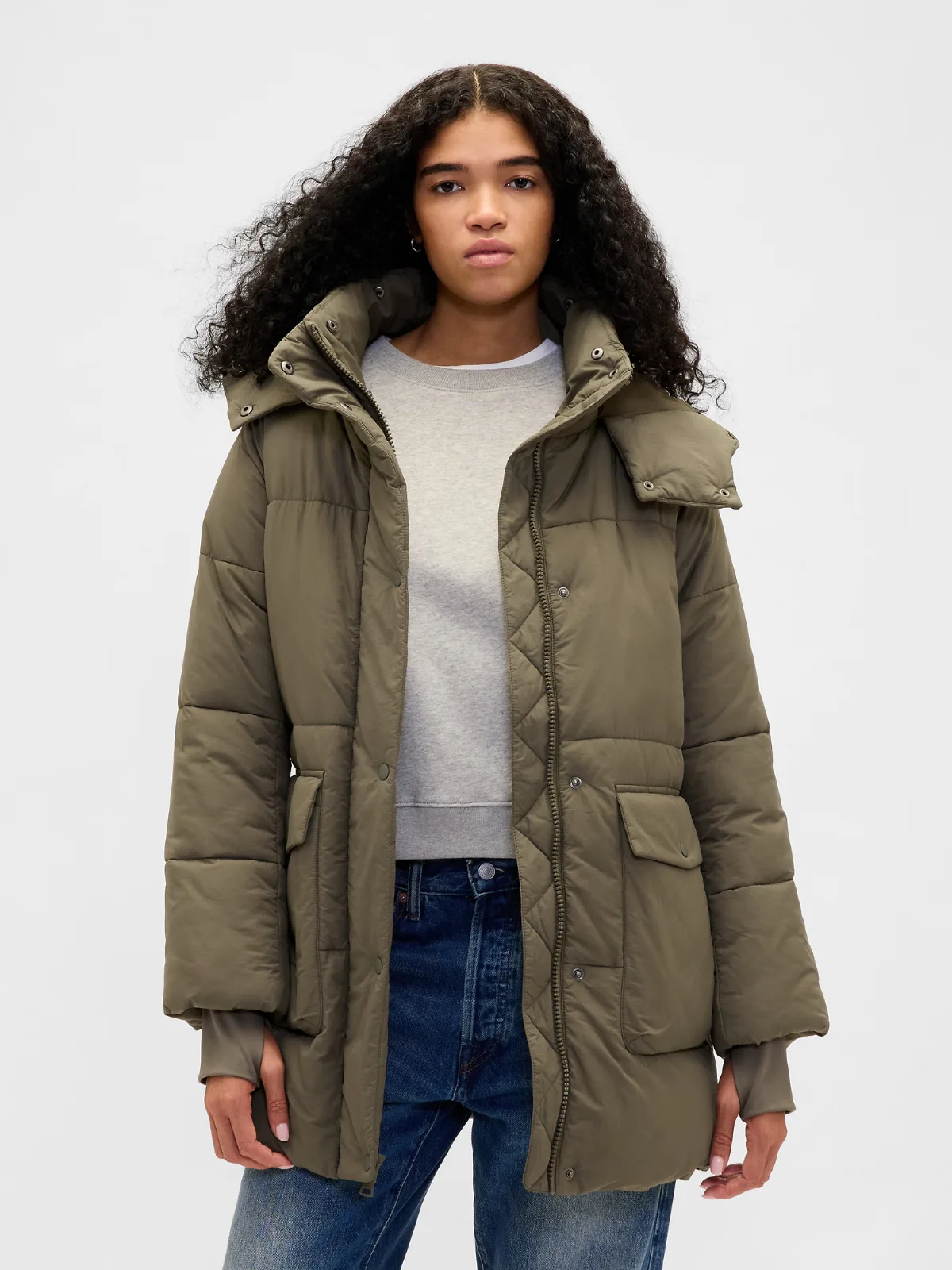 Faux Fur-Trim Midi Puffer Jacket by Gap