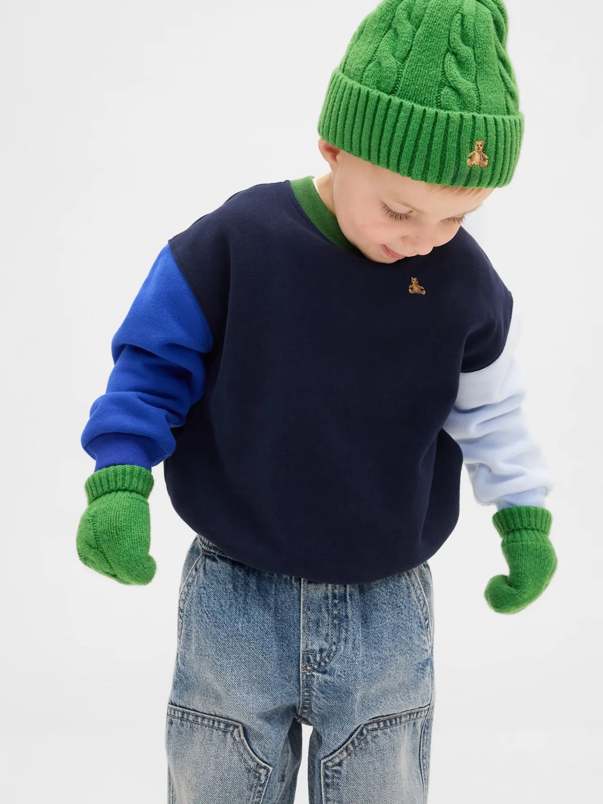 CashSoft Cable-Knit Beanie & Mittens Set by Gap