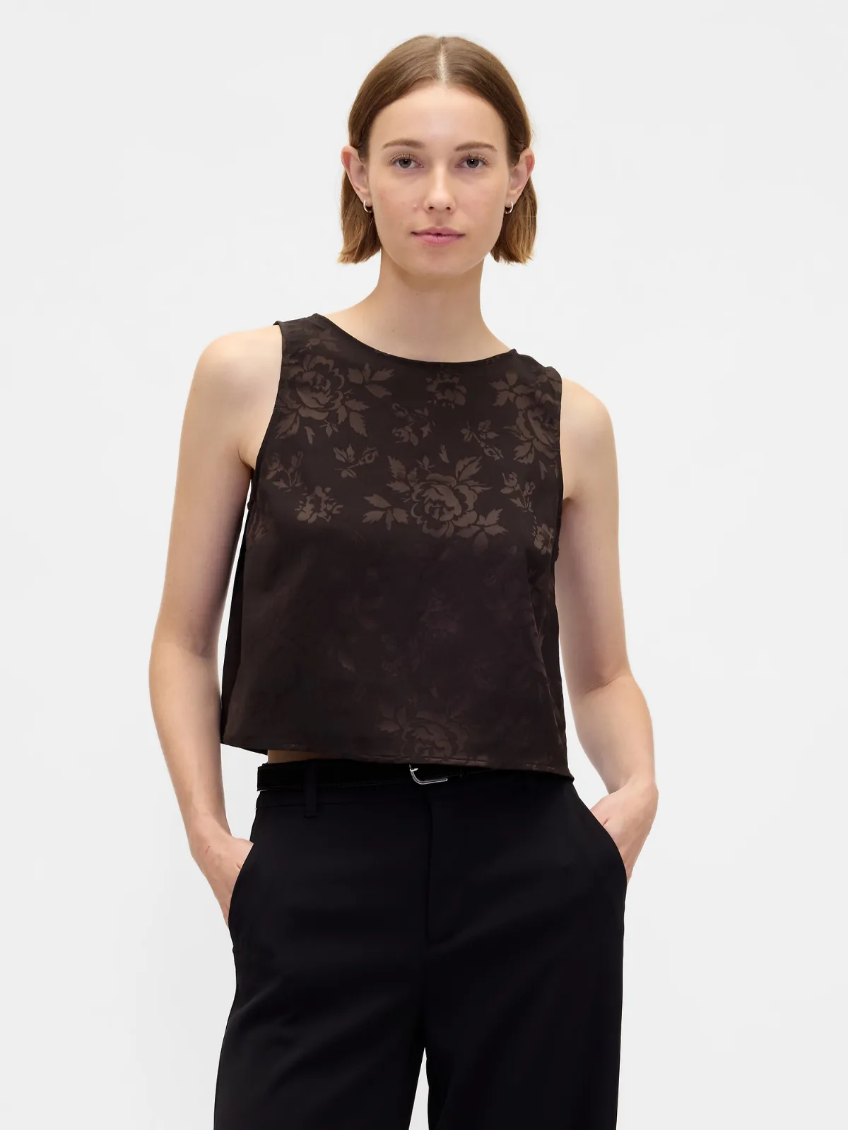 Jacquard Crop Shell Tank Top by Gap