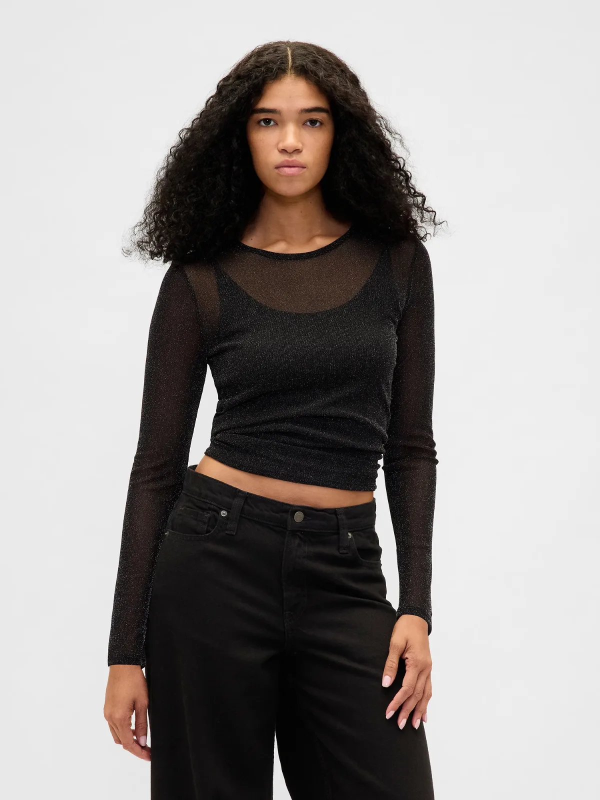Sheer Metallic Mesh Top by Gap