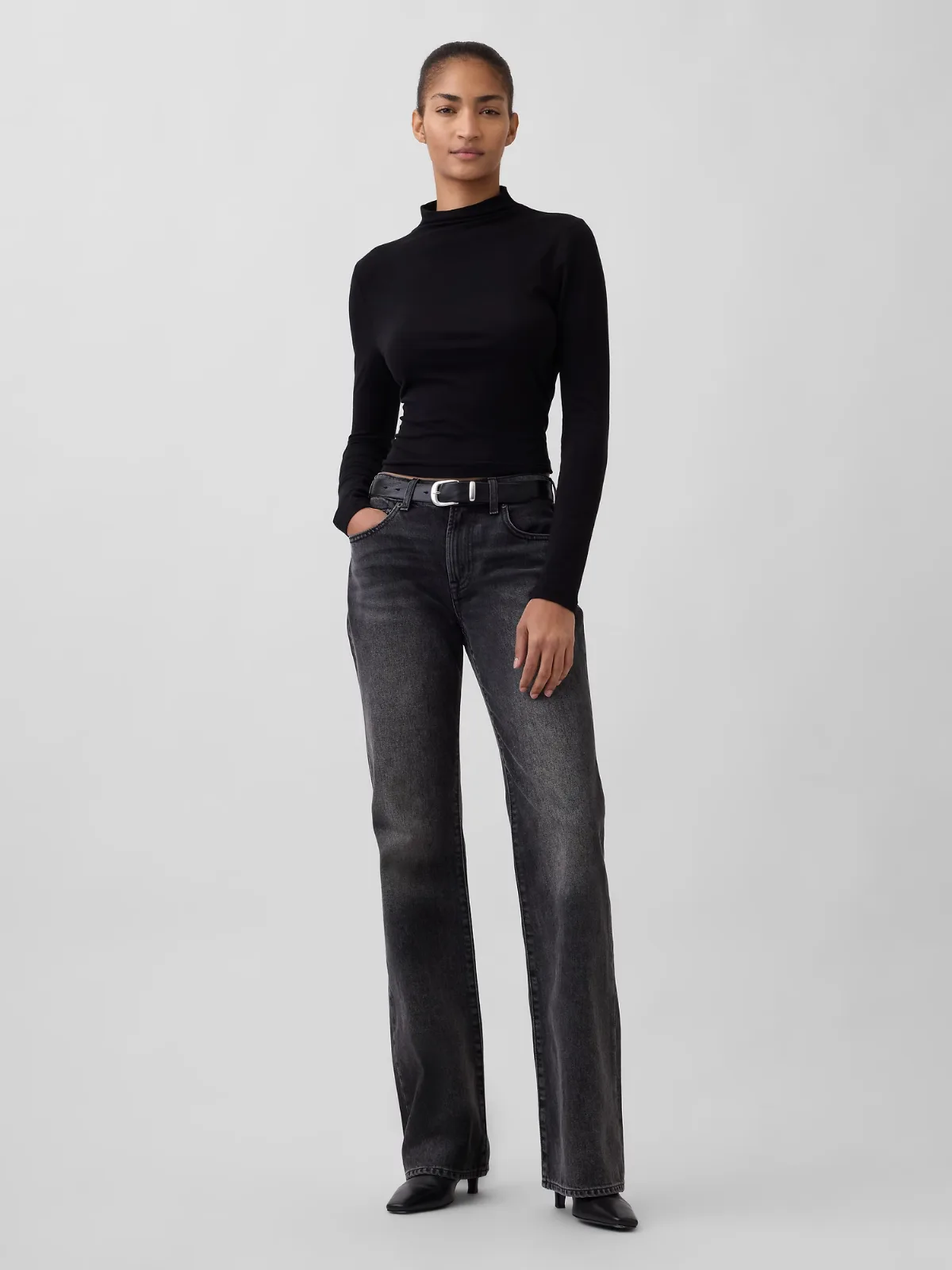 Mid Rise Rigid Relaxed Flare Jeans by Gap