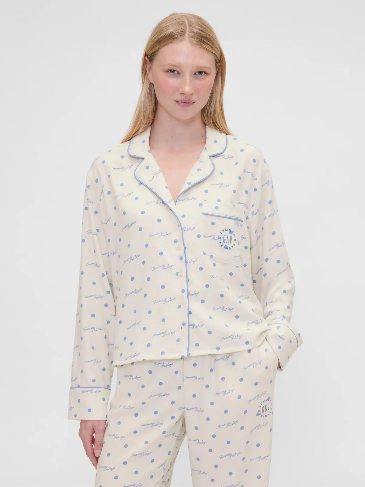 Gap x Summer Fridays Relaxed Flannel Dotted PJ Shirt by Gap