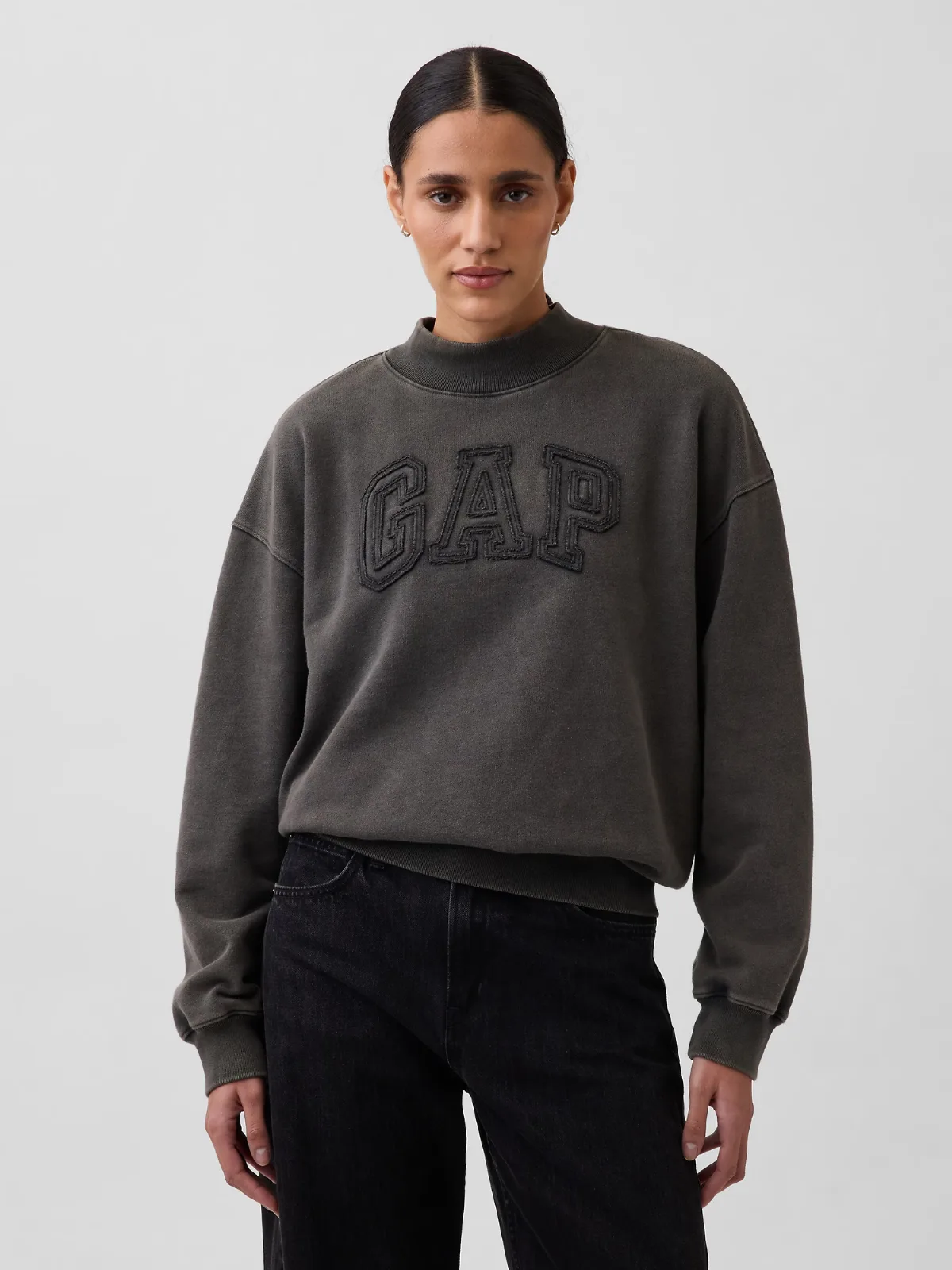 Heavyweight French Terry Oversized Mockneck Sweatshirt by Gap