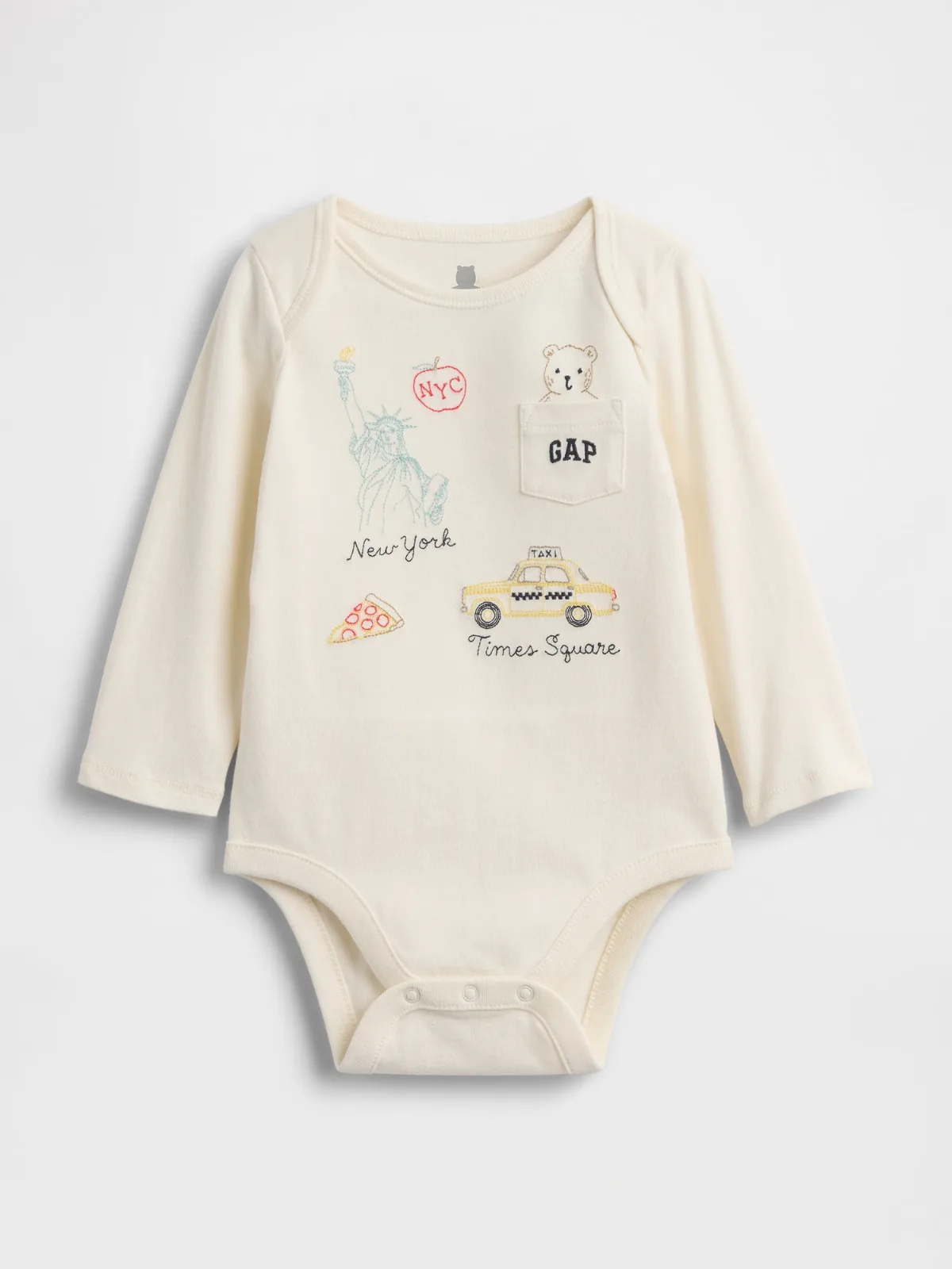 First Favorites Organic Cotton NYC Logo Pocket Bodysuit by Gap