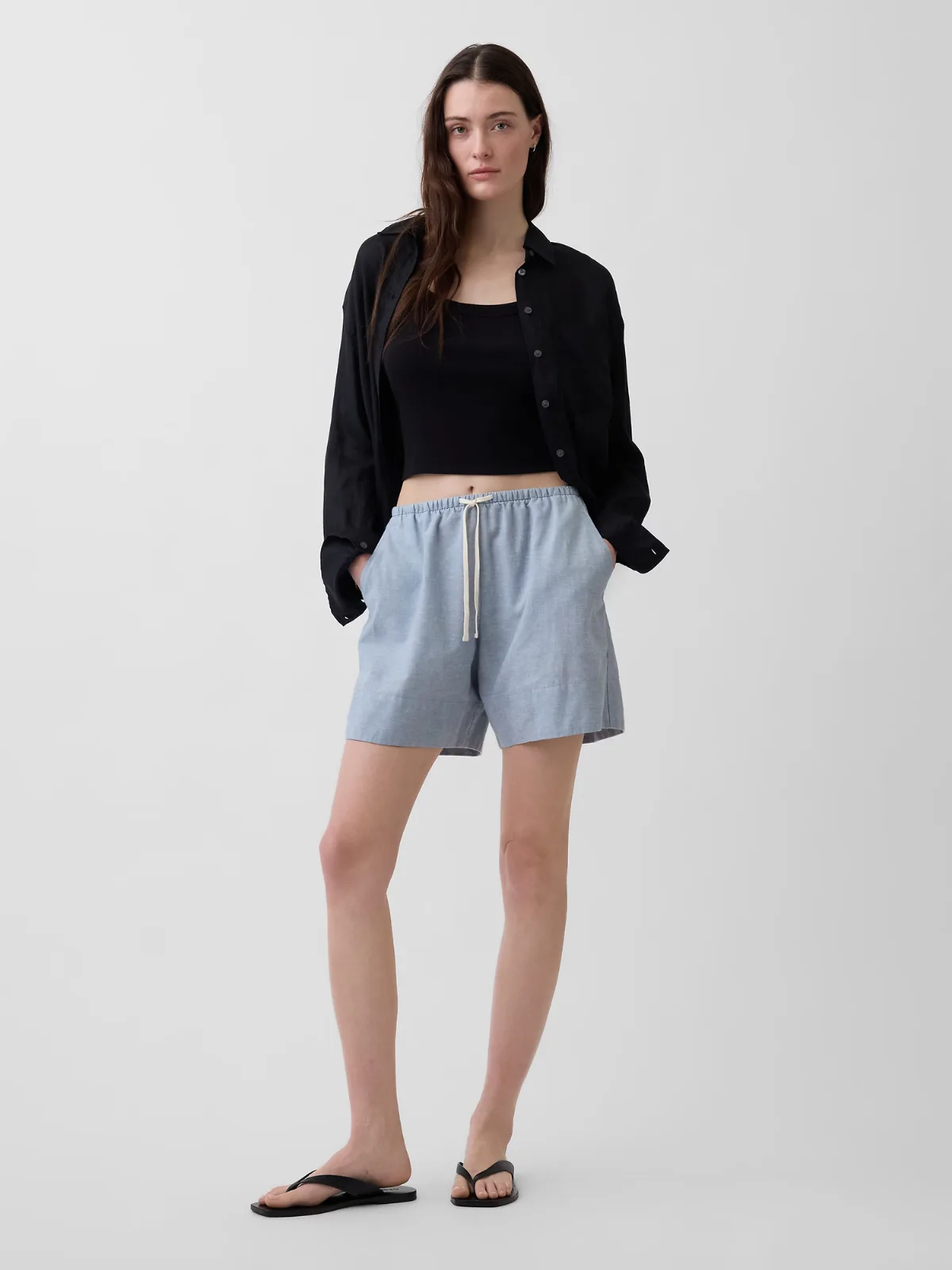 Linen-Blend Easy Shorts by Gap