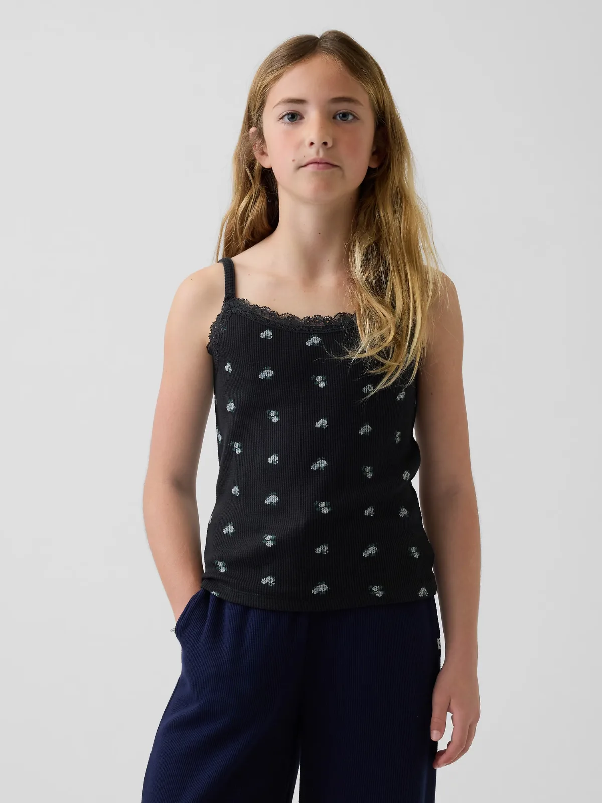 Waffle Lace-Trim Cami by Gap