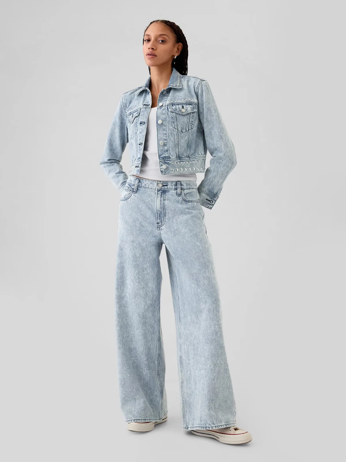 Mid Rise Studded Baggy Jeans by Gap