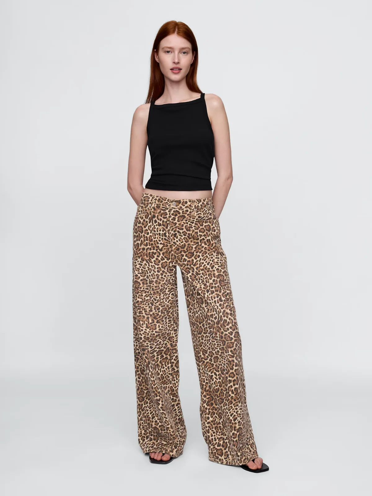 Mid Rise UltraSoft Leopard Baggy Jeans by Gap