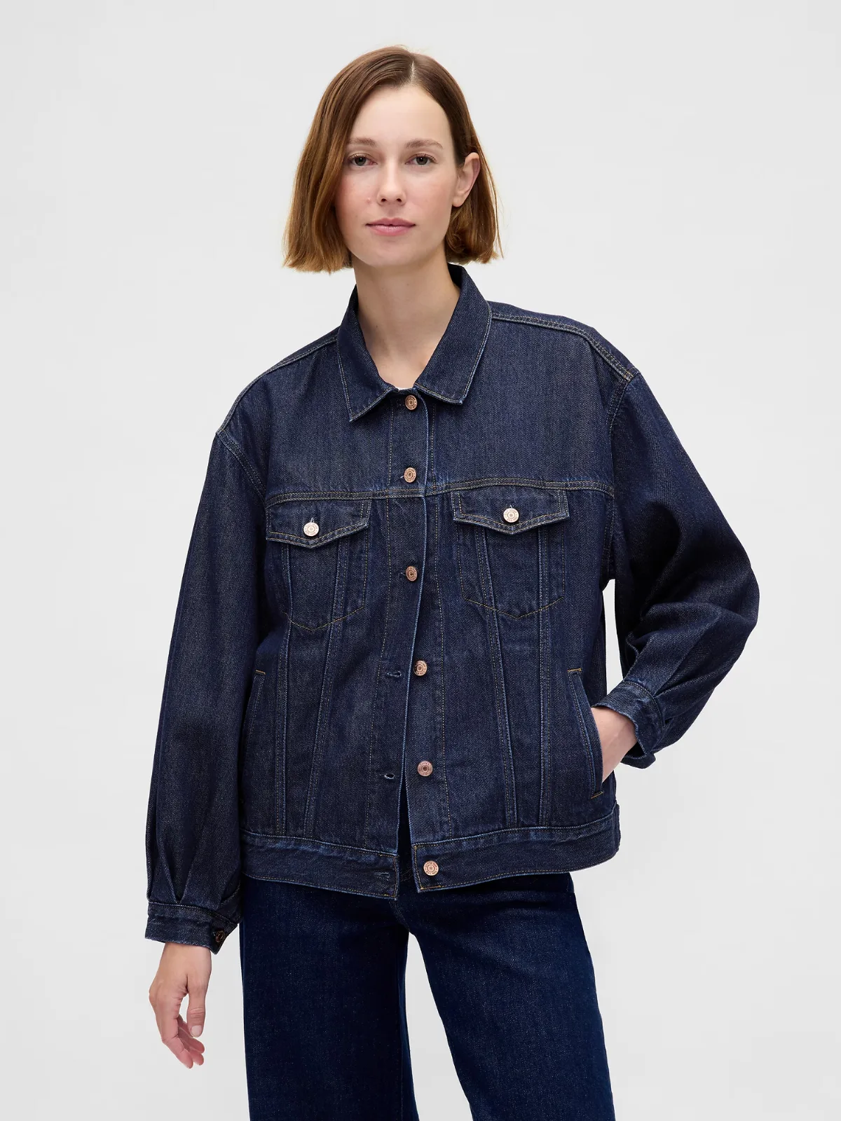 UltraSoft Oversized Balloon-Sleeve Icon Denim Jacket