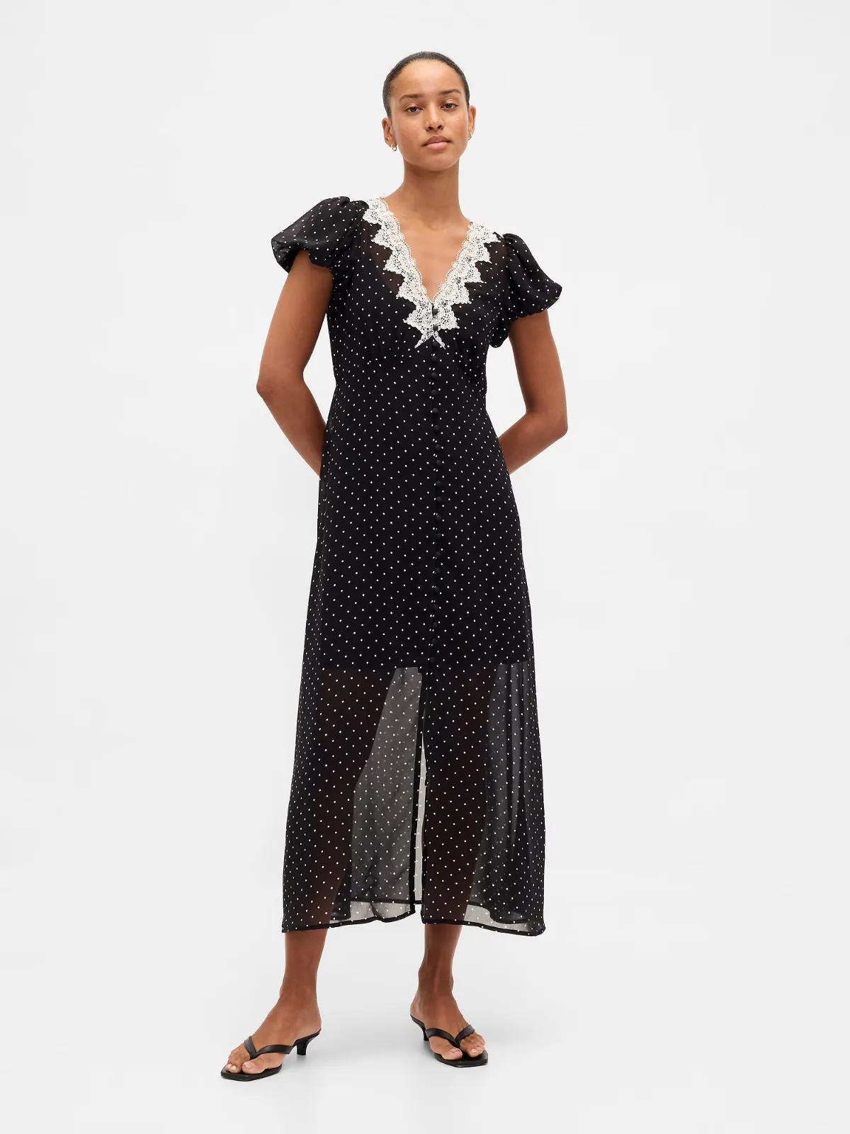 Lace-Trim V-Neck Maxi Dress by Gap