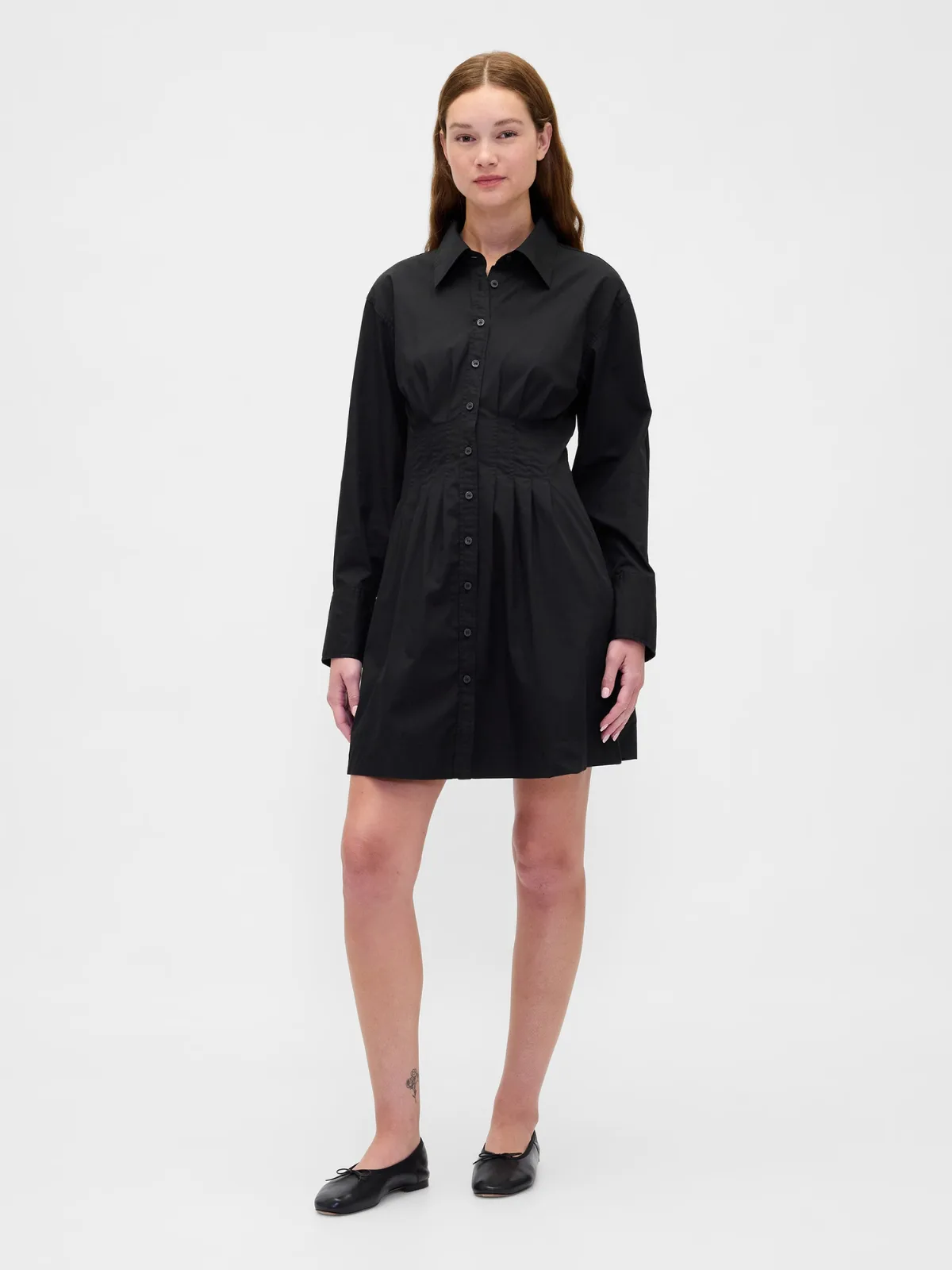Pleated Mini Shirtdress by Gap