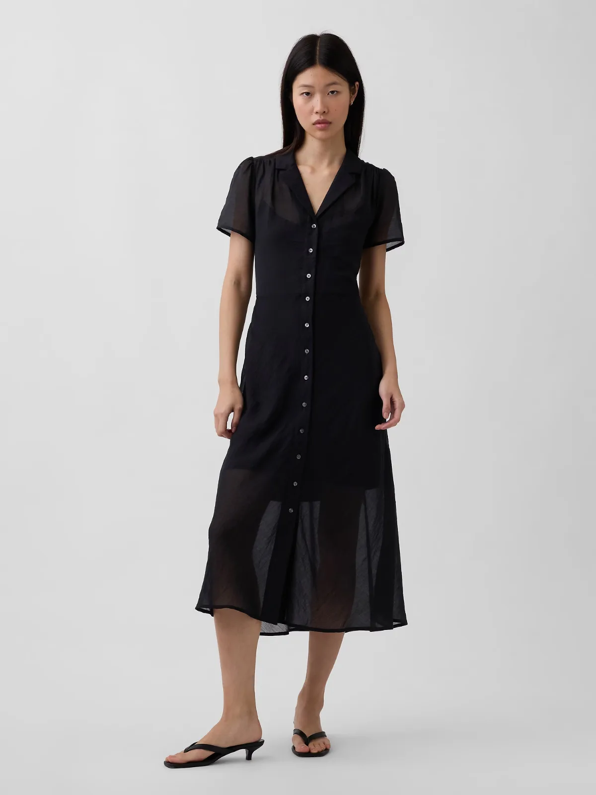 Sheer Midi Shirtdress by Gap