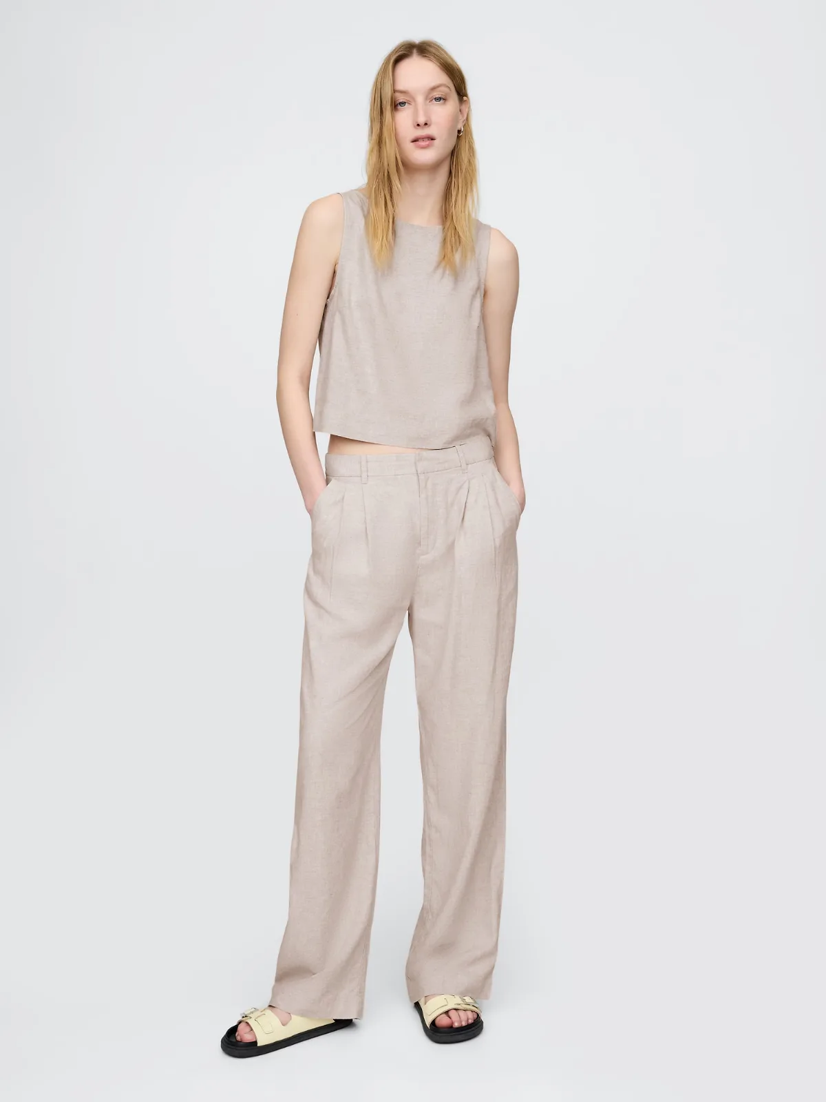 365 High Rise Linen-Blend Trousers