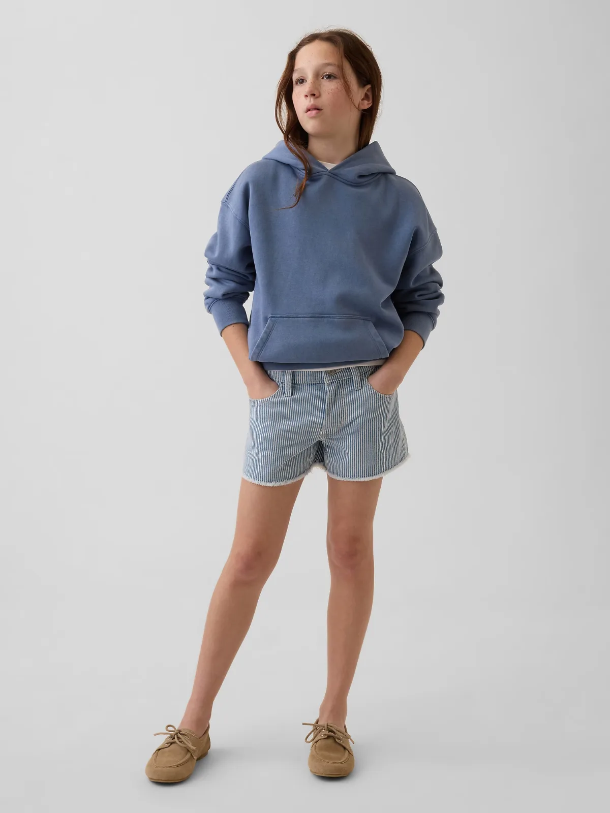 Low Rise Stride Denim Stripe Shorts by Gap