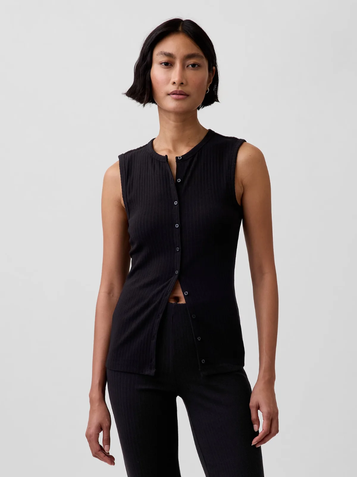 Modern Wide Rib Button-Front Top by Gap