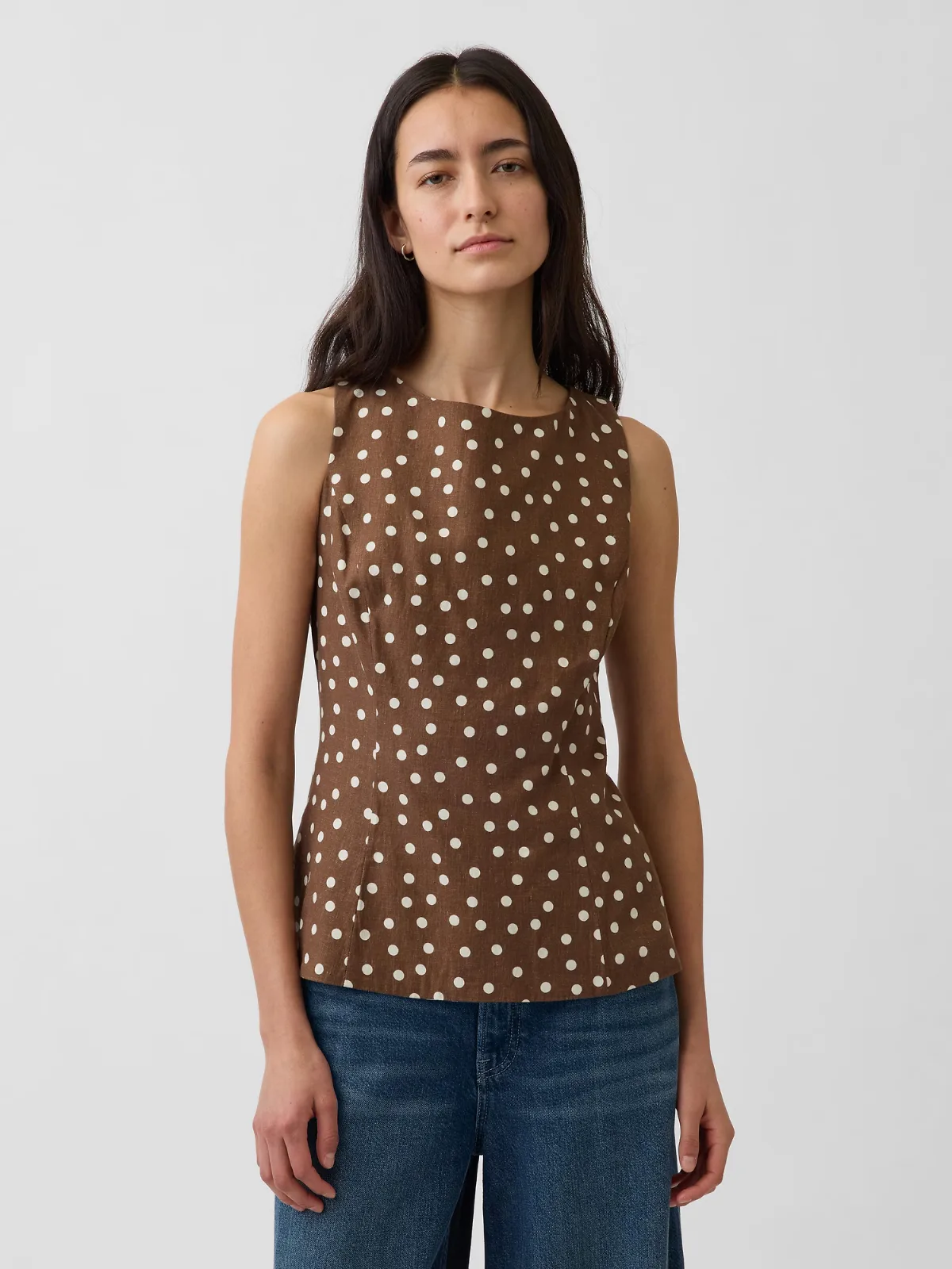 Linen-Blend Boatneck Top by Gap