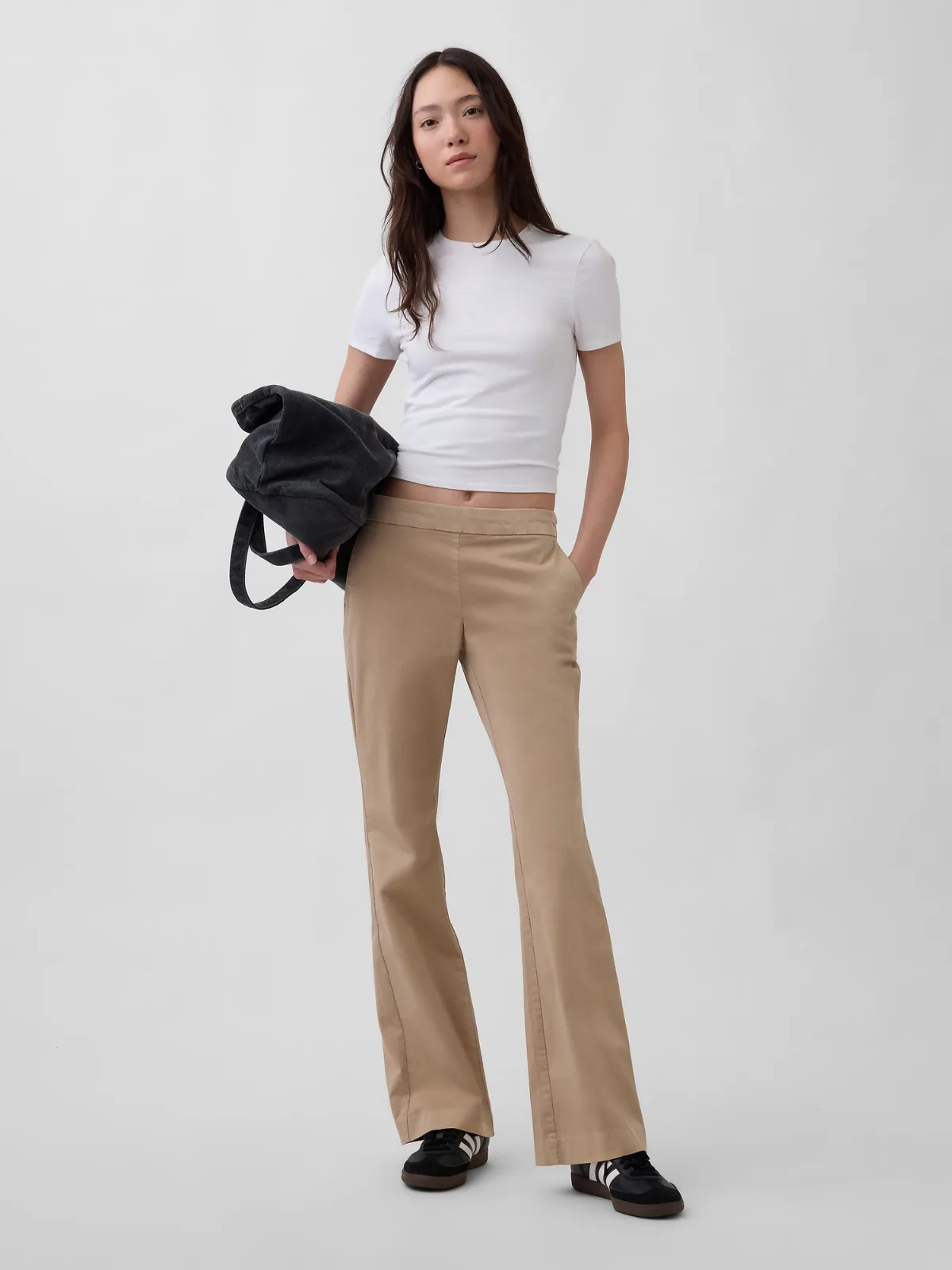 Low Rise Fitted Flare Khakis by Gap