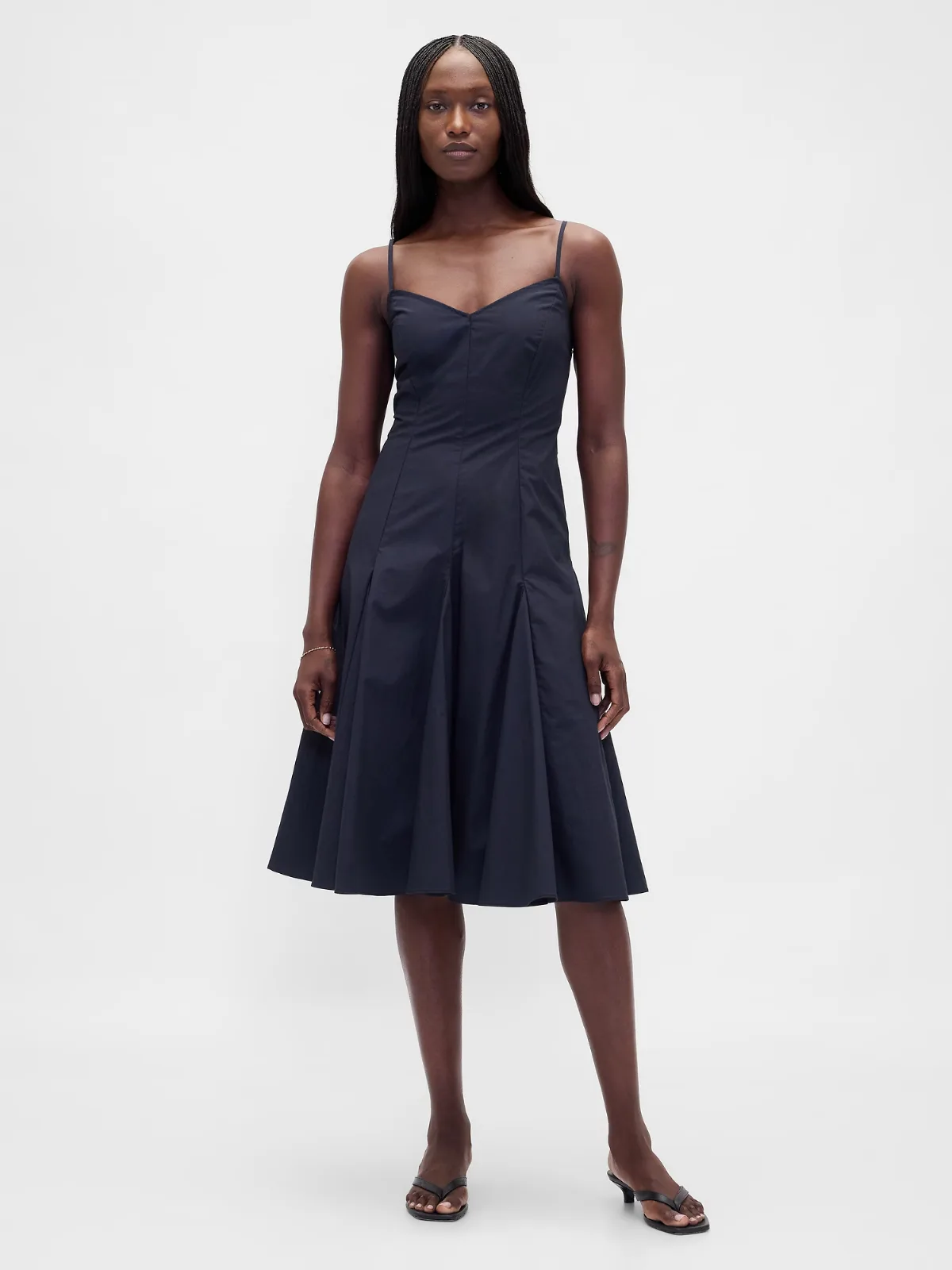 Seamed V-Neck Midi Dress by Gap
