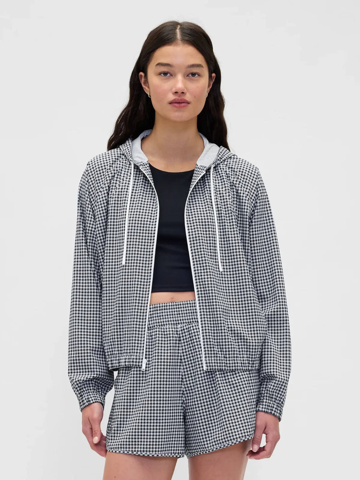 GapFit Tech Gingham Zip Hoodie by Gap