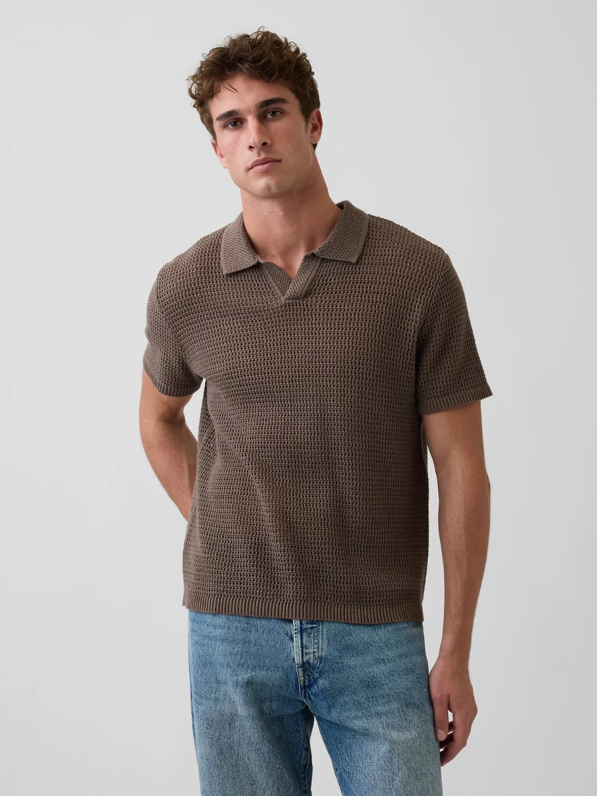 Mesh Polo Shirt Sweater by Gap
