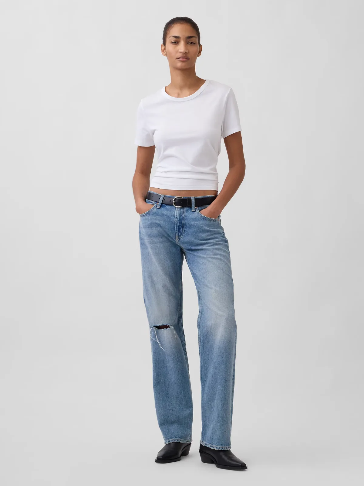Mid Rise Rigid Straight Jeans by Gap