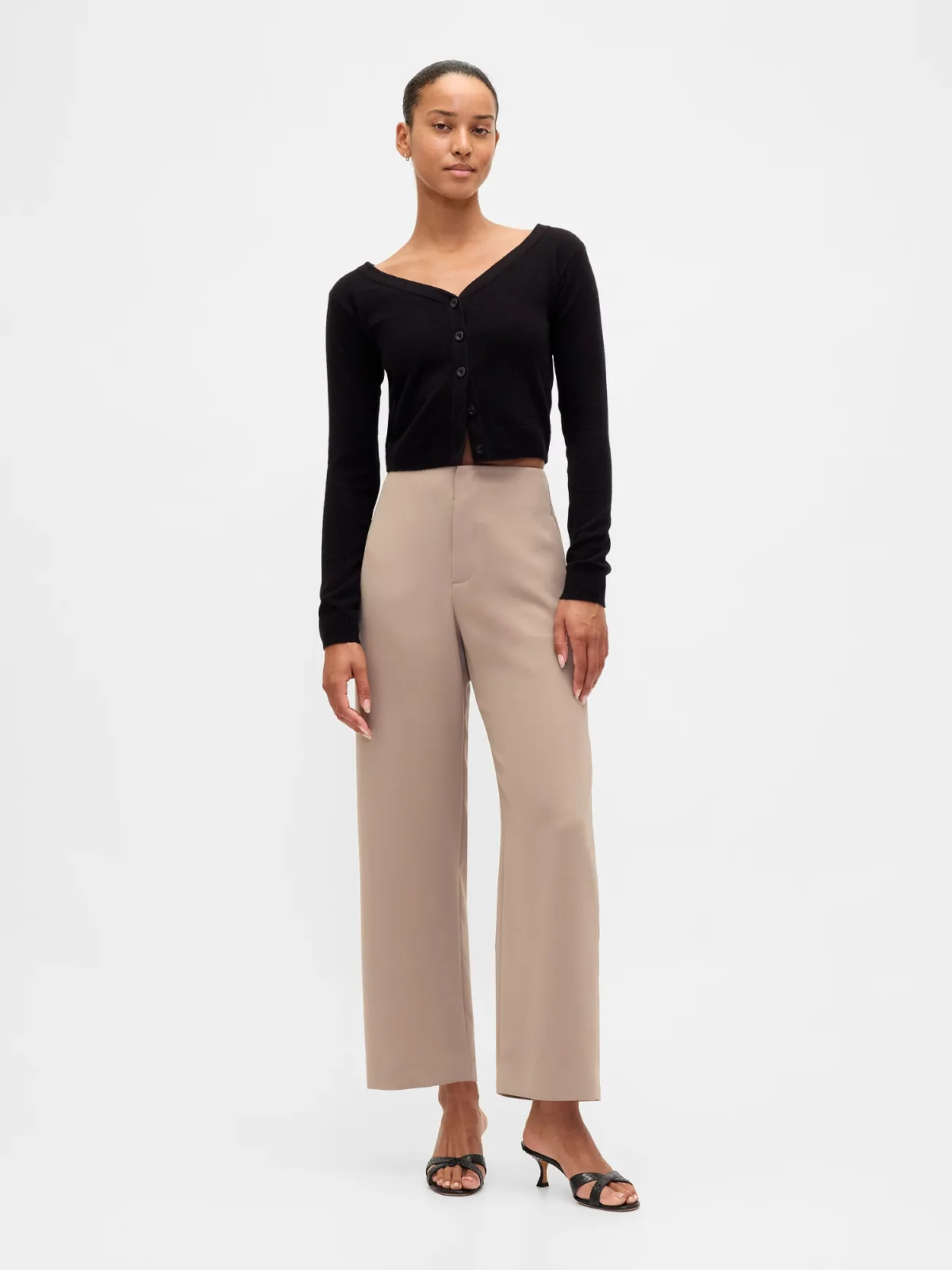 High Rise Twill Straight Ankle Pants by Gap