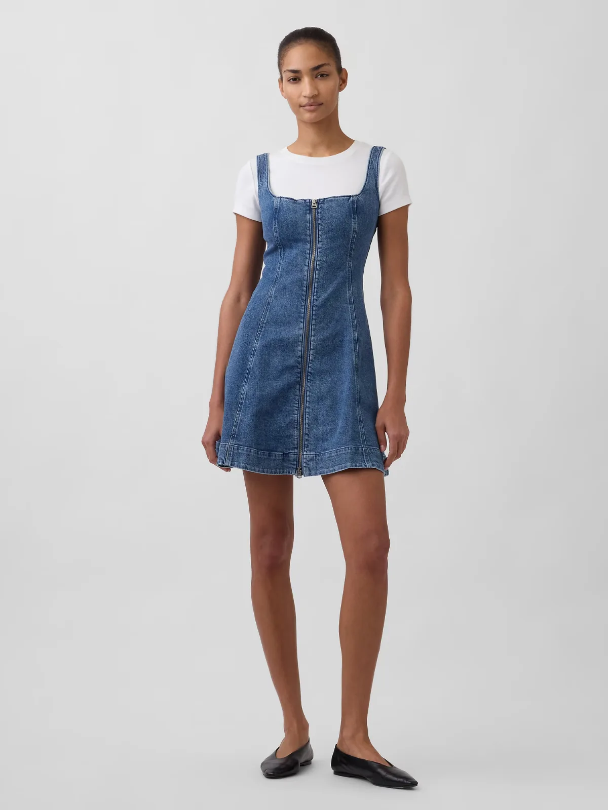 Denim Zip-Front Mini Dress by Gap