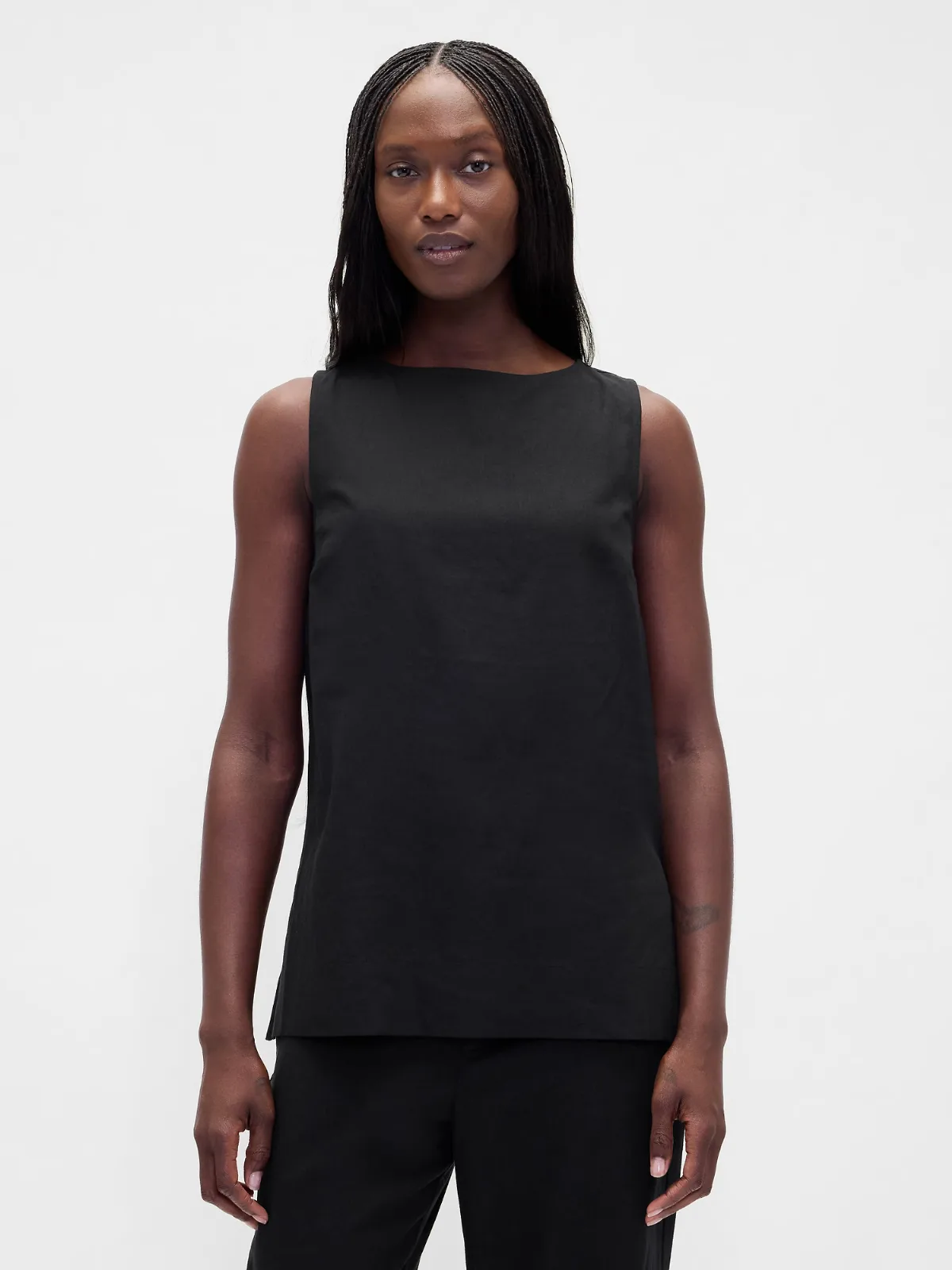 Linen-Blend Shell Tank Top by Gap