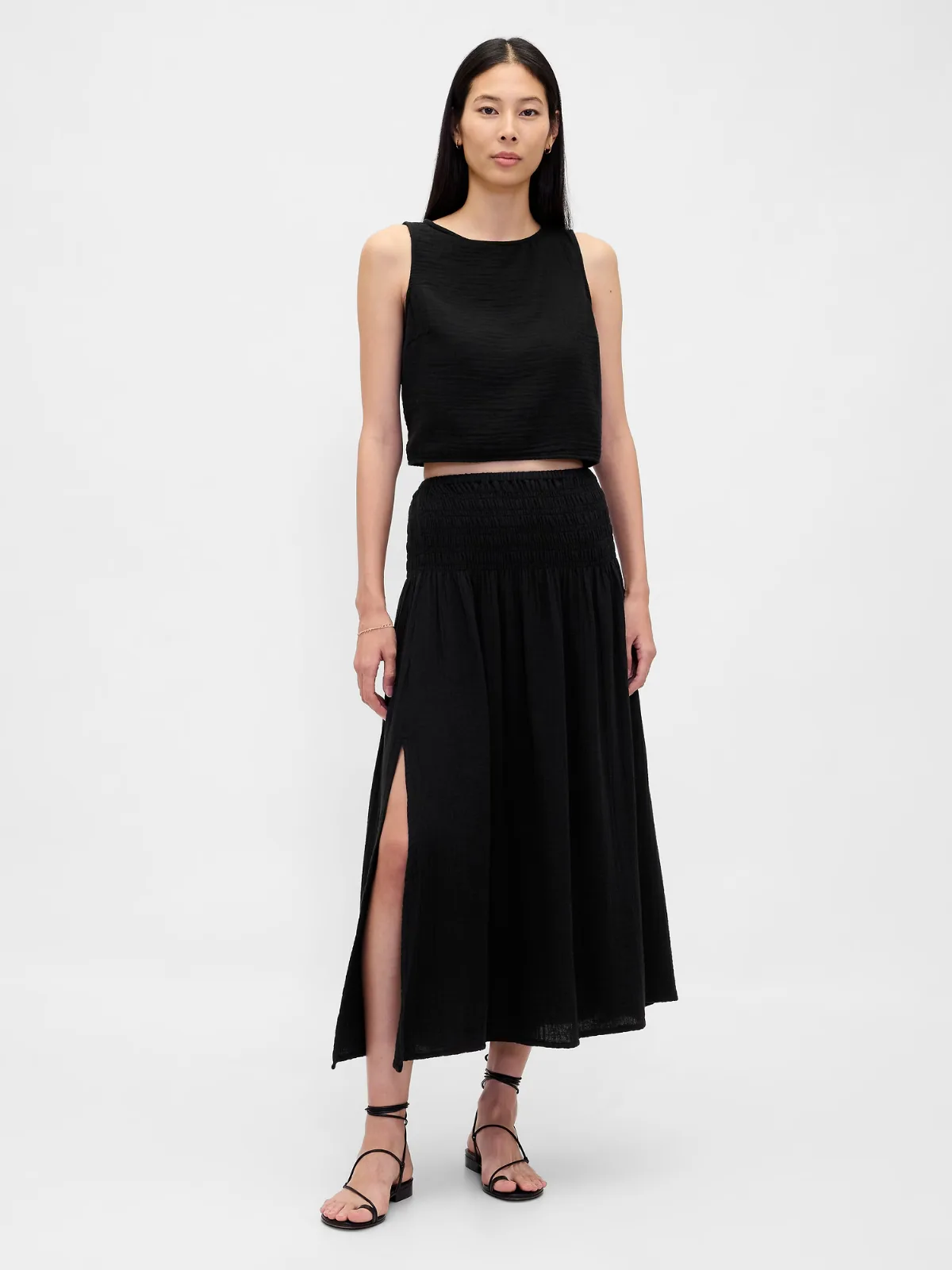 Cotton Gauze Smocked-Waist Maxi Skirt by Gap