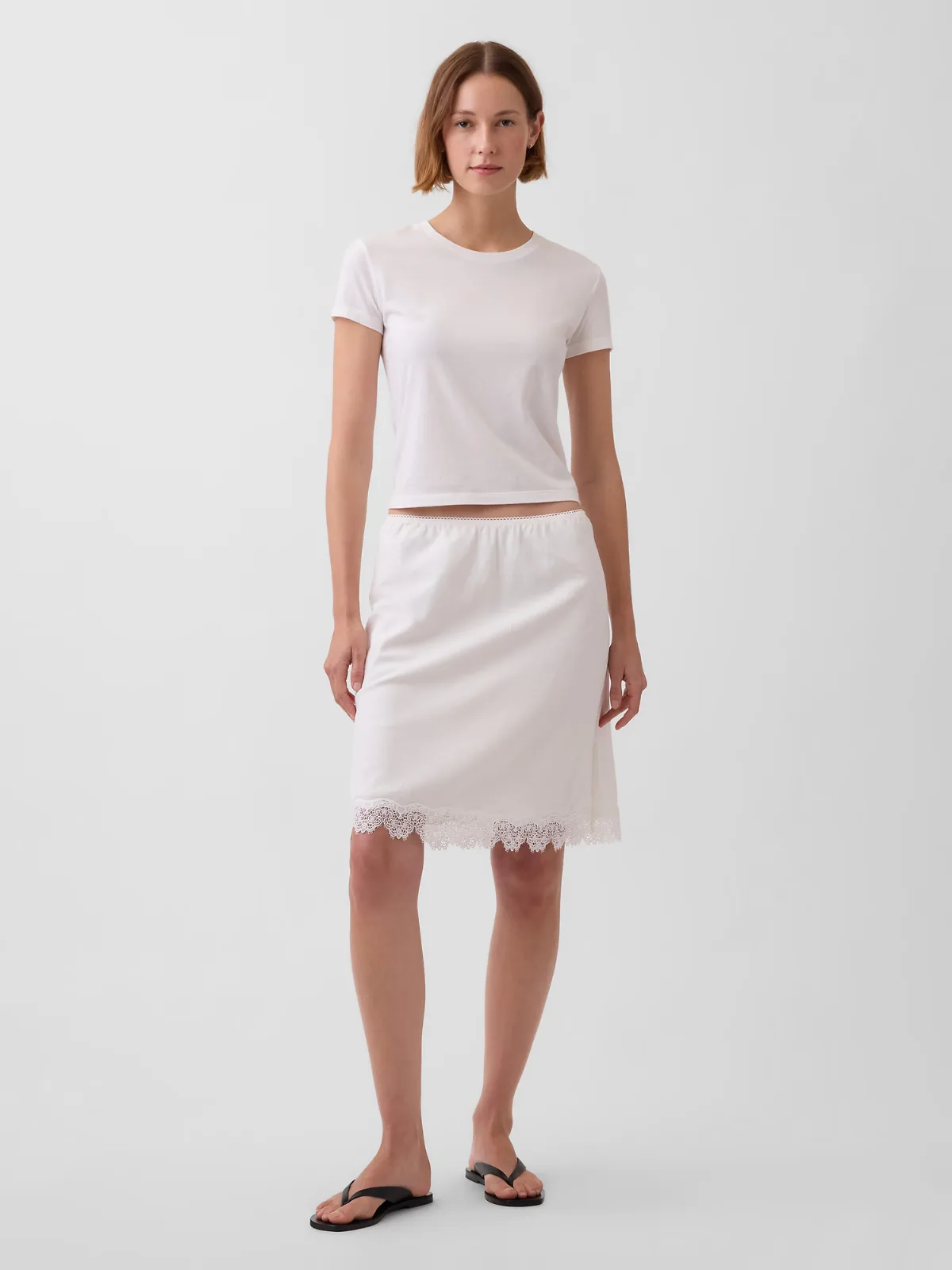 Linen-Blend Lace-Trim Skirt by Gap