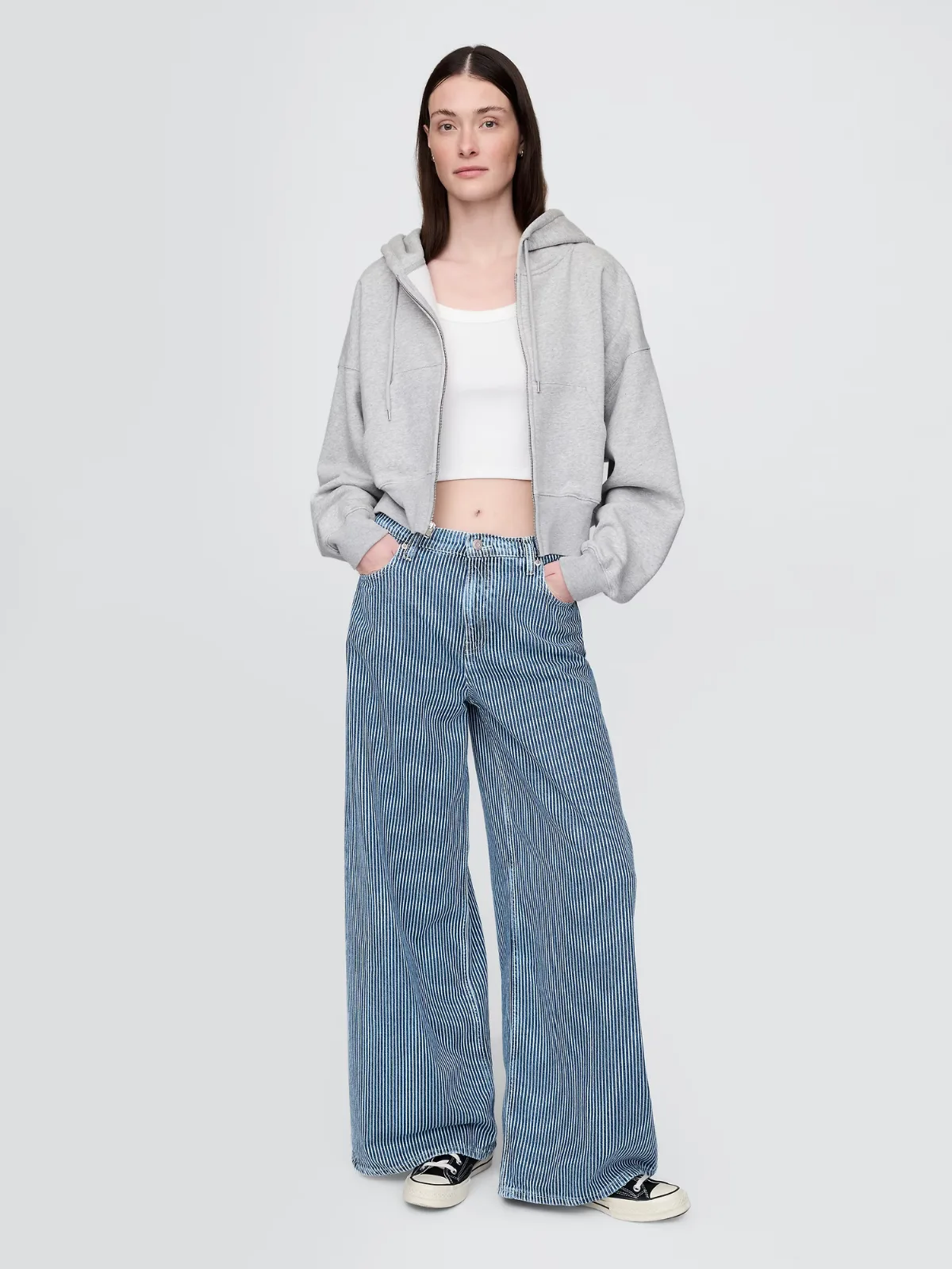 Mid Rise UltraSoft Denim Stripe Baggy Jeans by Gap