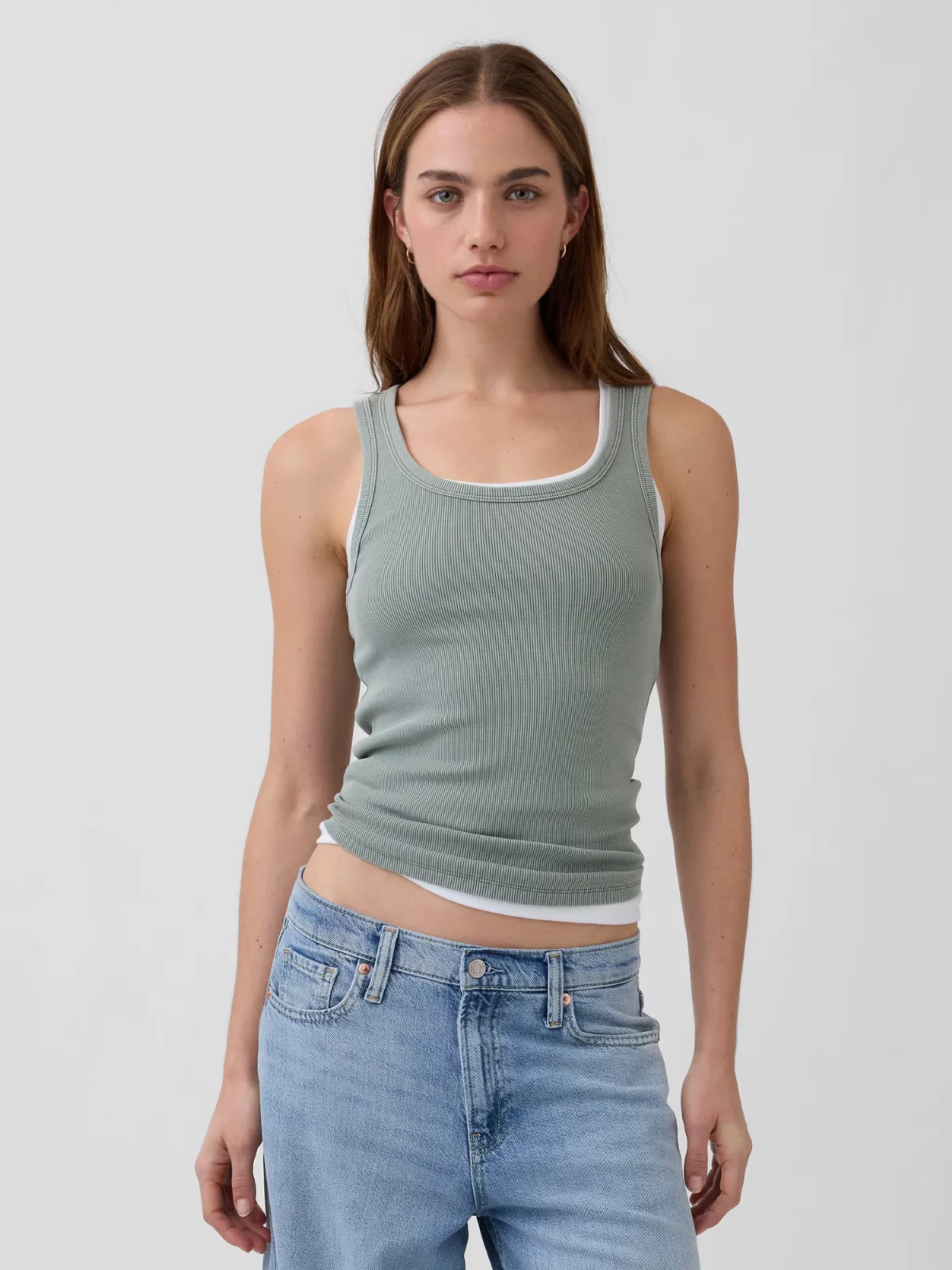 Rib Scoop Tank Top by Gap