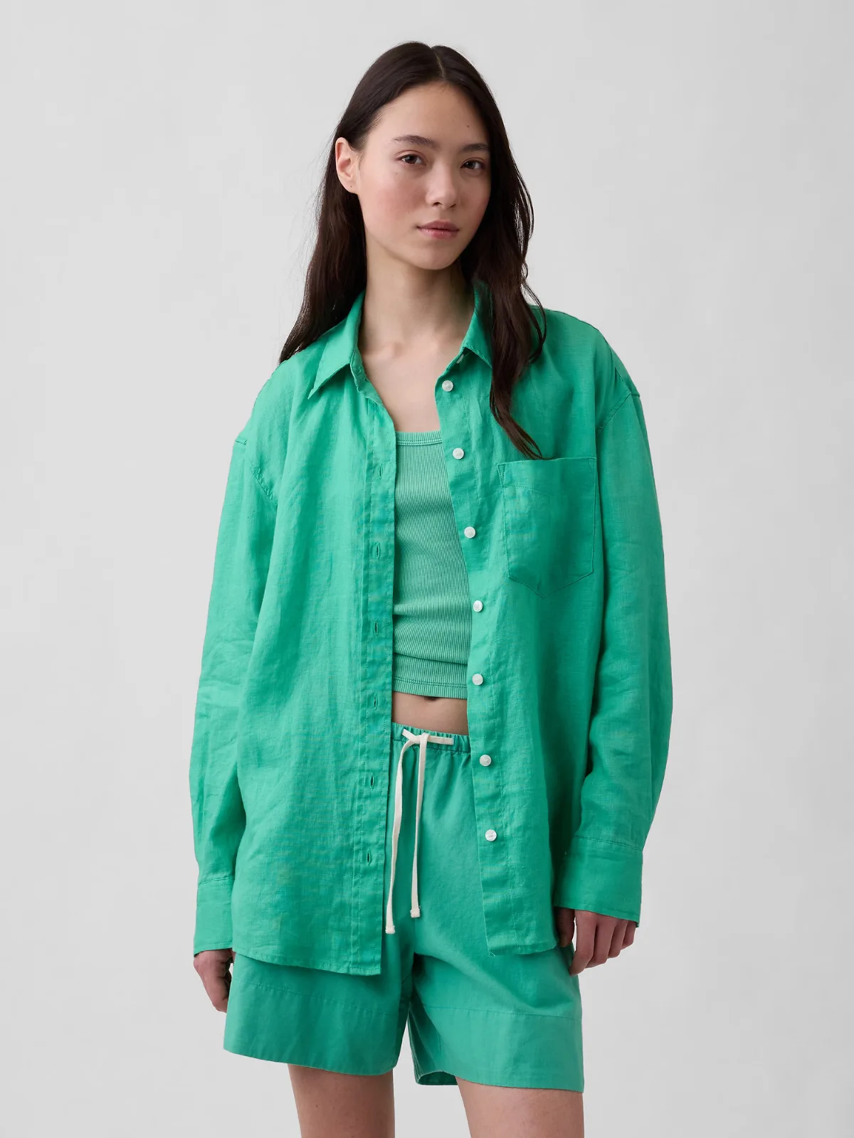 100% Linen Oversized Shirt by Gap