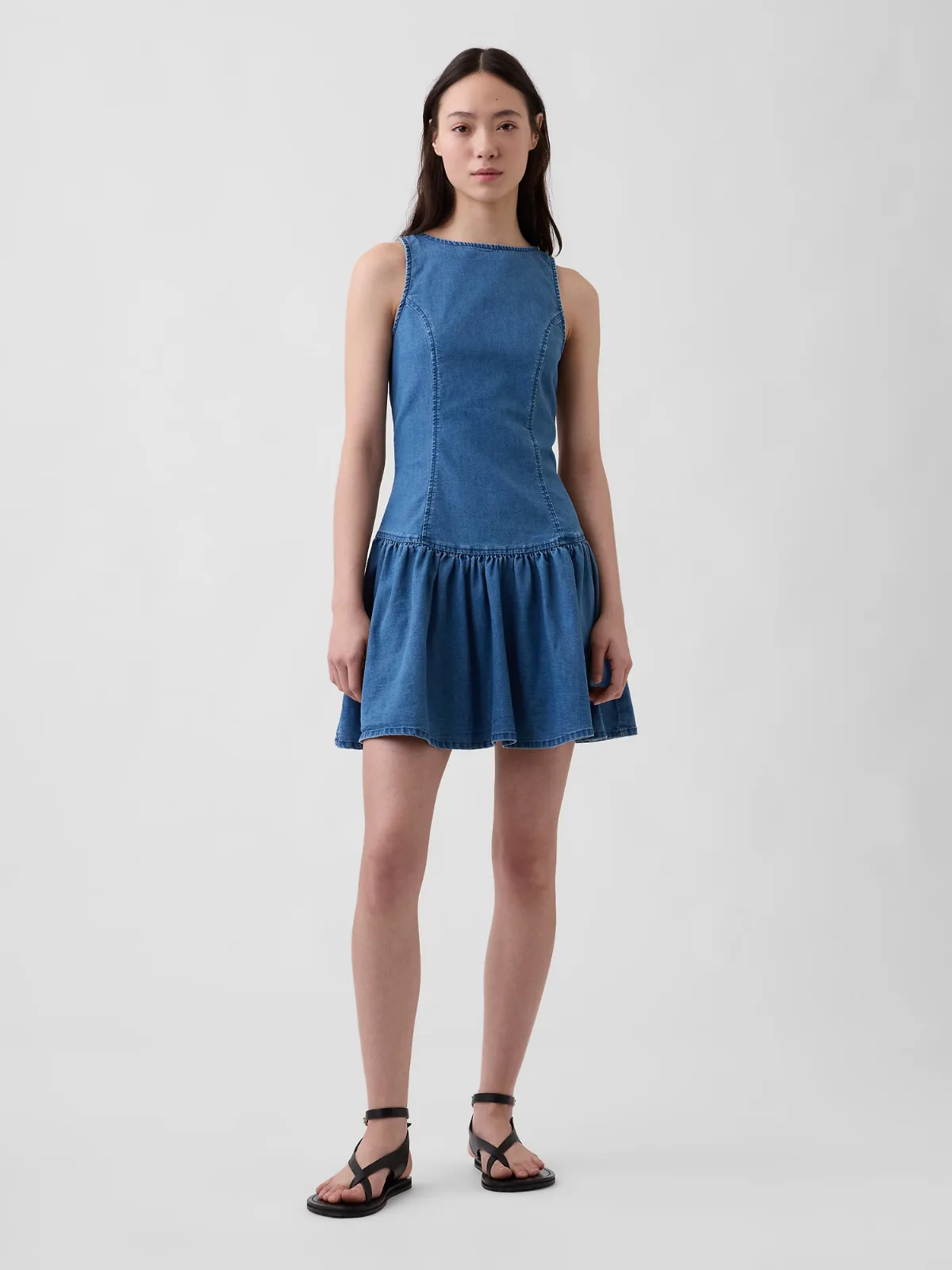 Denim Drop-Waist Mini Dress by Gap