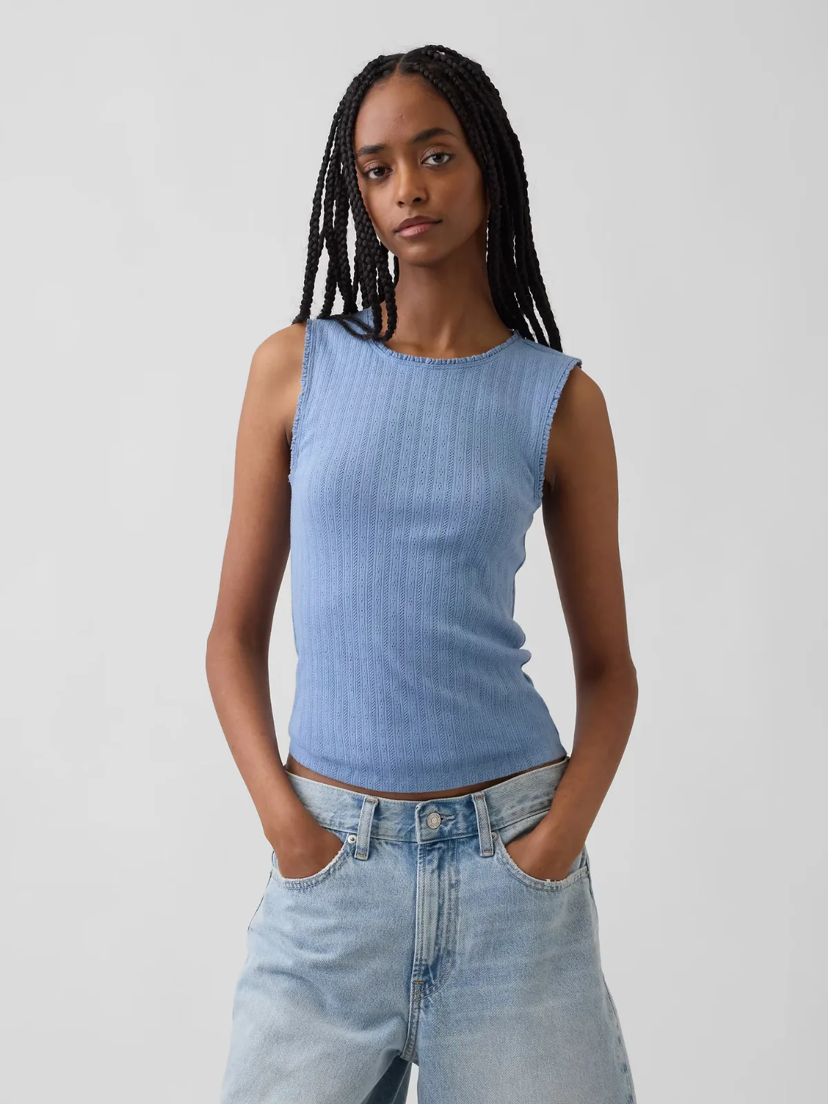 Pointelle Shell Tank Top by Gap