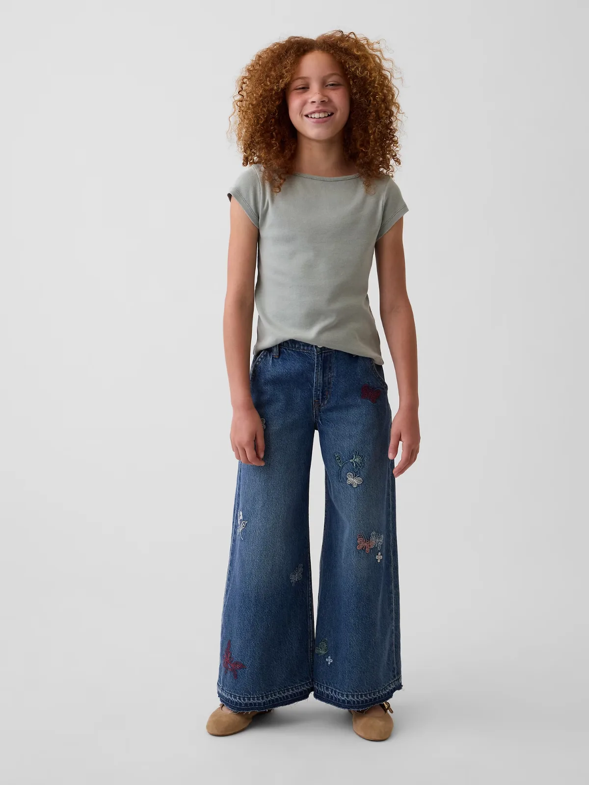 Low Rise Embroidered Baggy Jeans by Gap