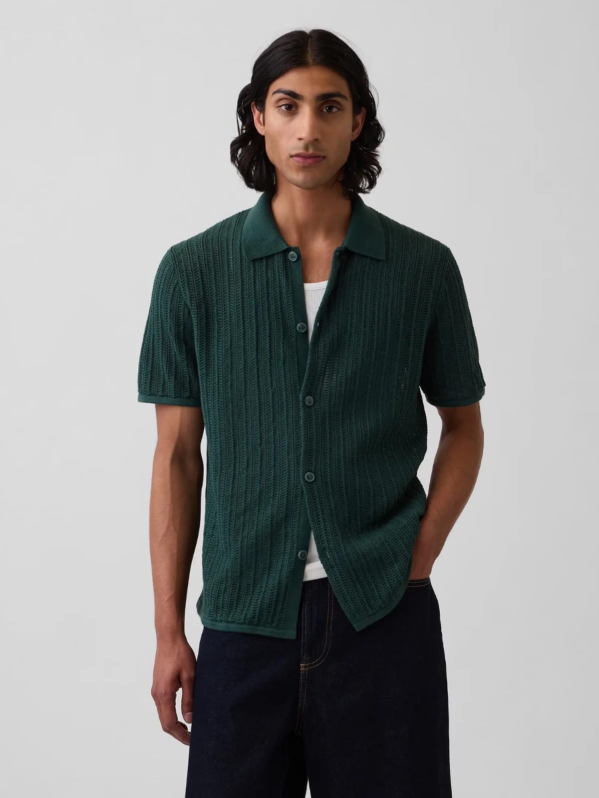 Textured Relaxed Sweater Shirt by Gap