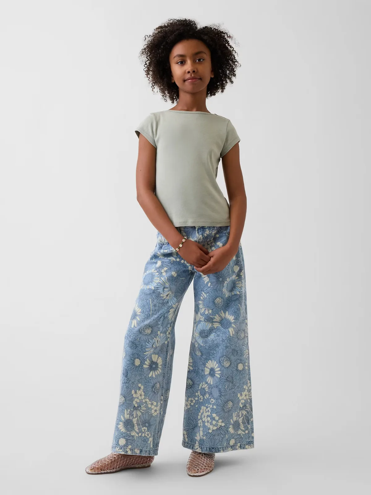 Low Rise Floral Baggy Jeans by Gap