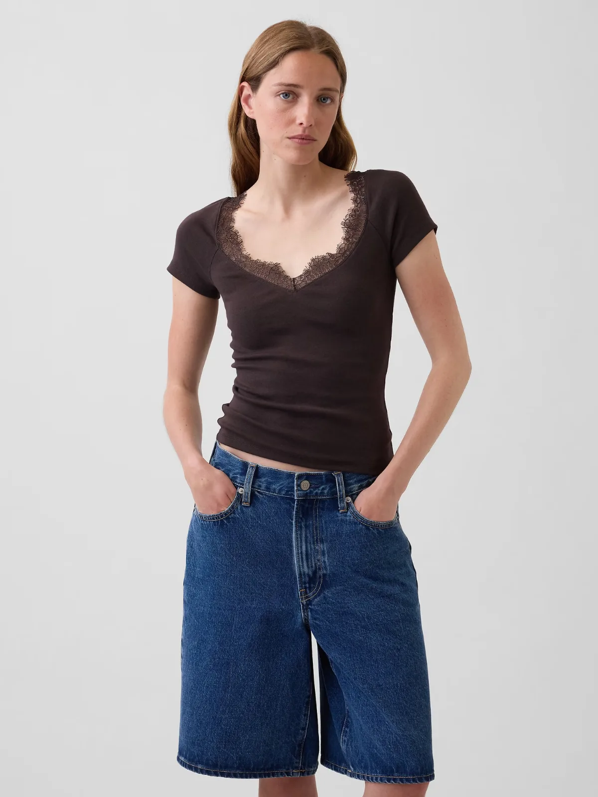 Modern Lace-Trim Crop Top by Gap