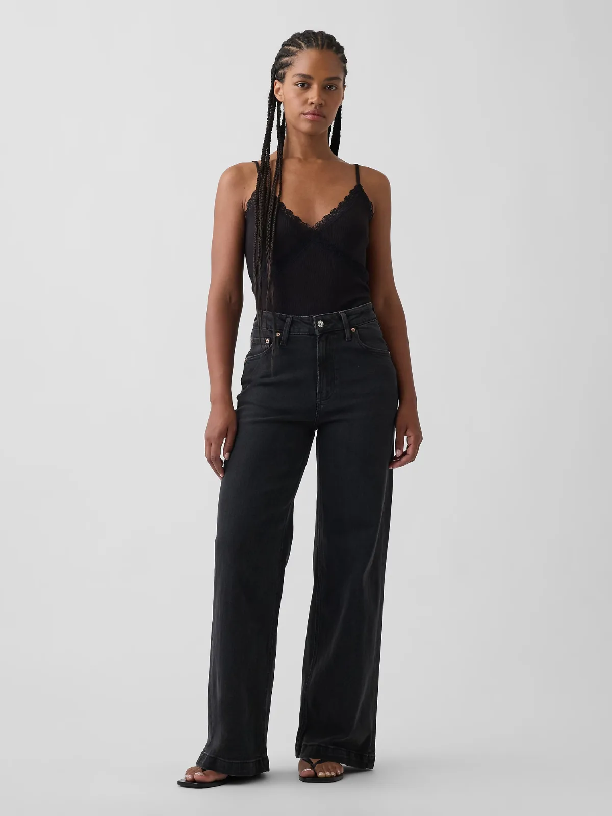 Curvy High Rise Stride Wide-Leg Jeans by Gap