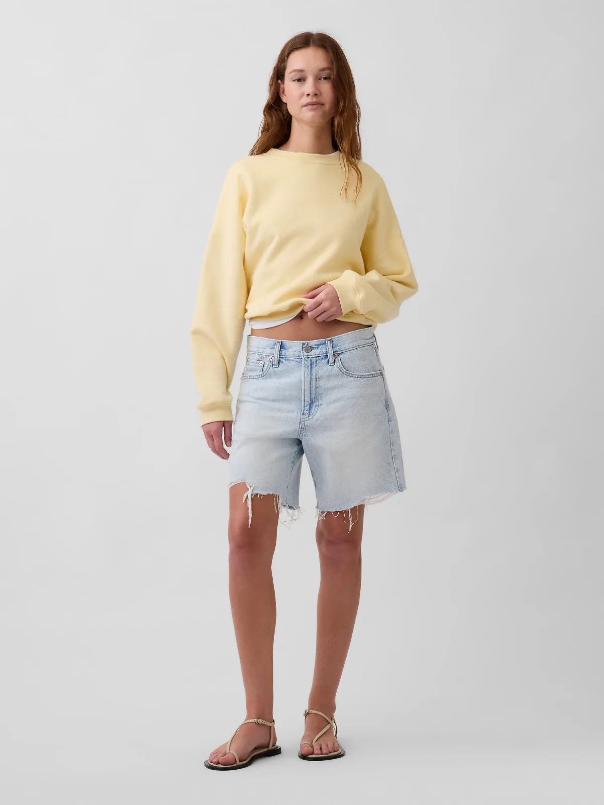 Mid Rise Loose Denim Bermuda Shorts by Gap