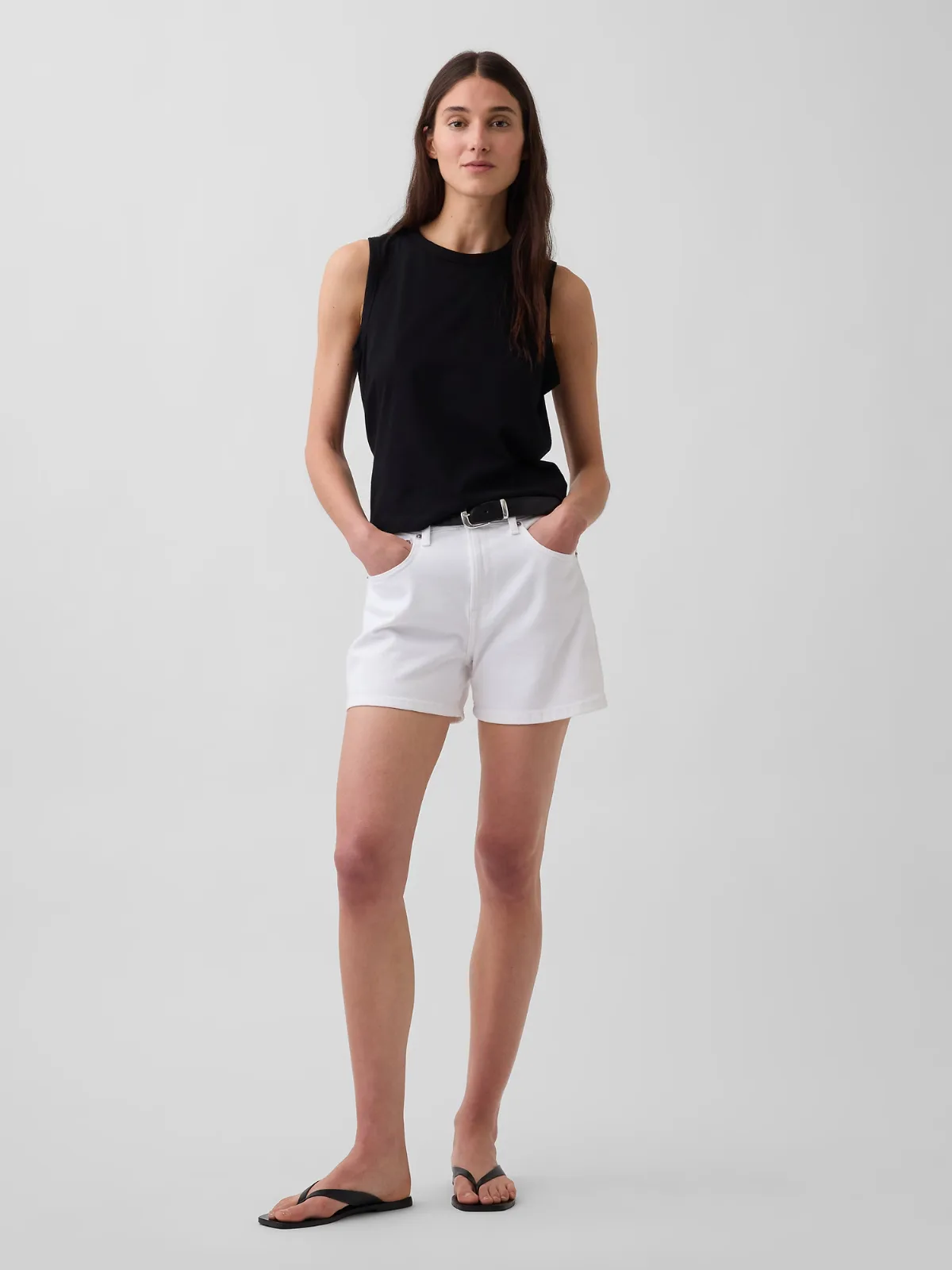 3.5 High Rise Relaxed Straight Denim Shorts by Gap