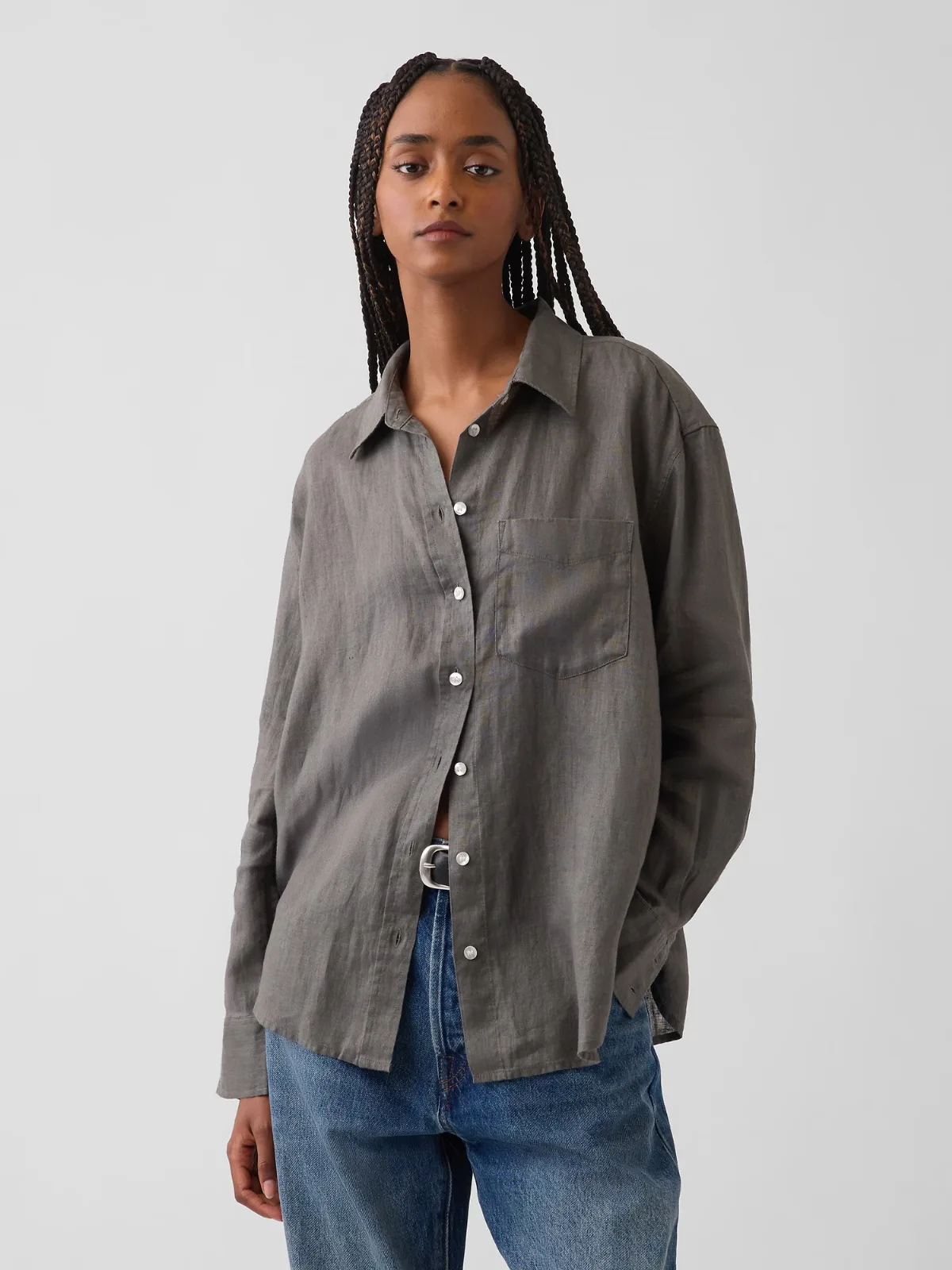 100% Linen Oversized Shirt by Gap