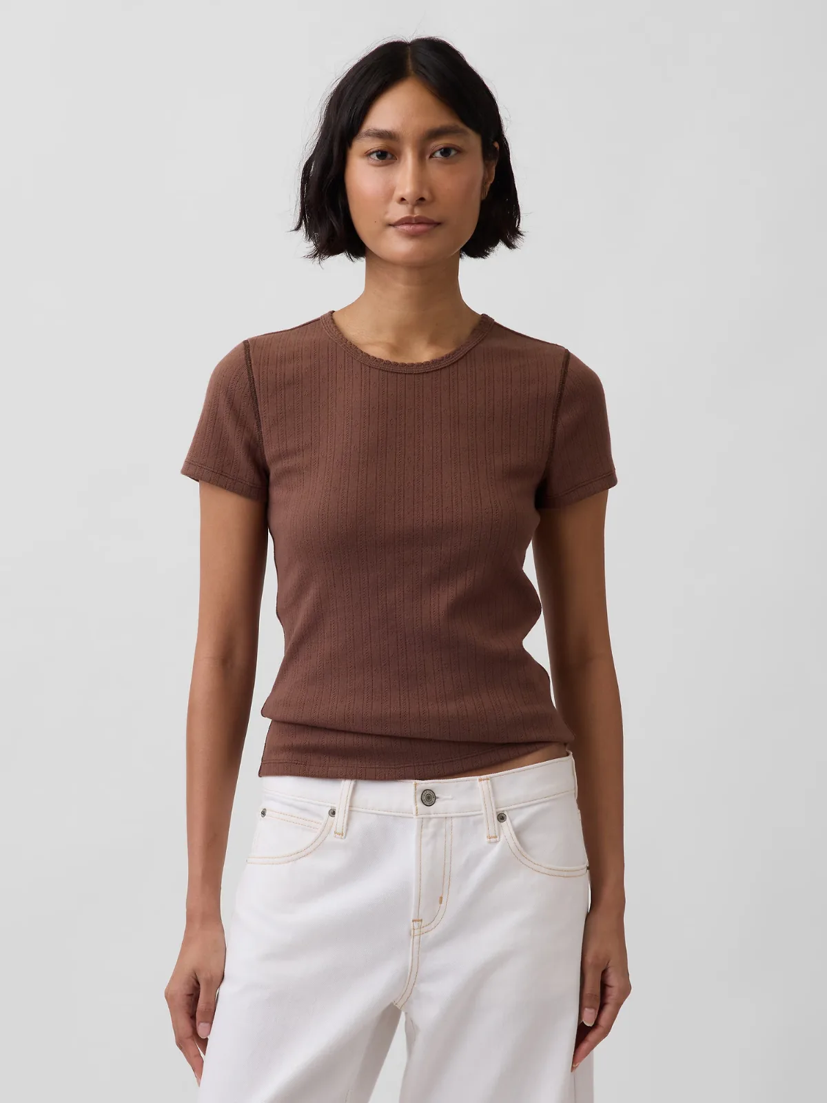 Pointelle Crewneck T-Shirt