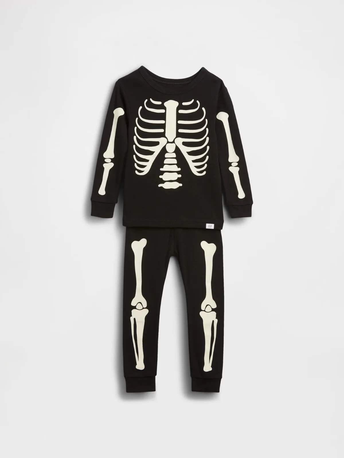 Organic Brushed Cotton Glow-In-The-Dark Skeleton PJ Set by Gap