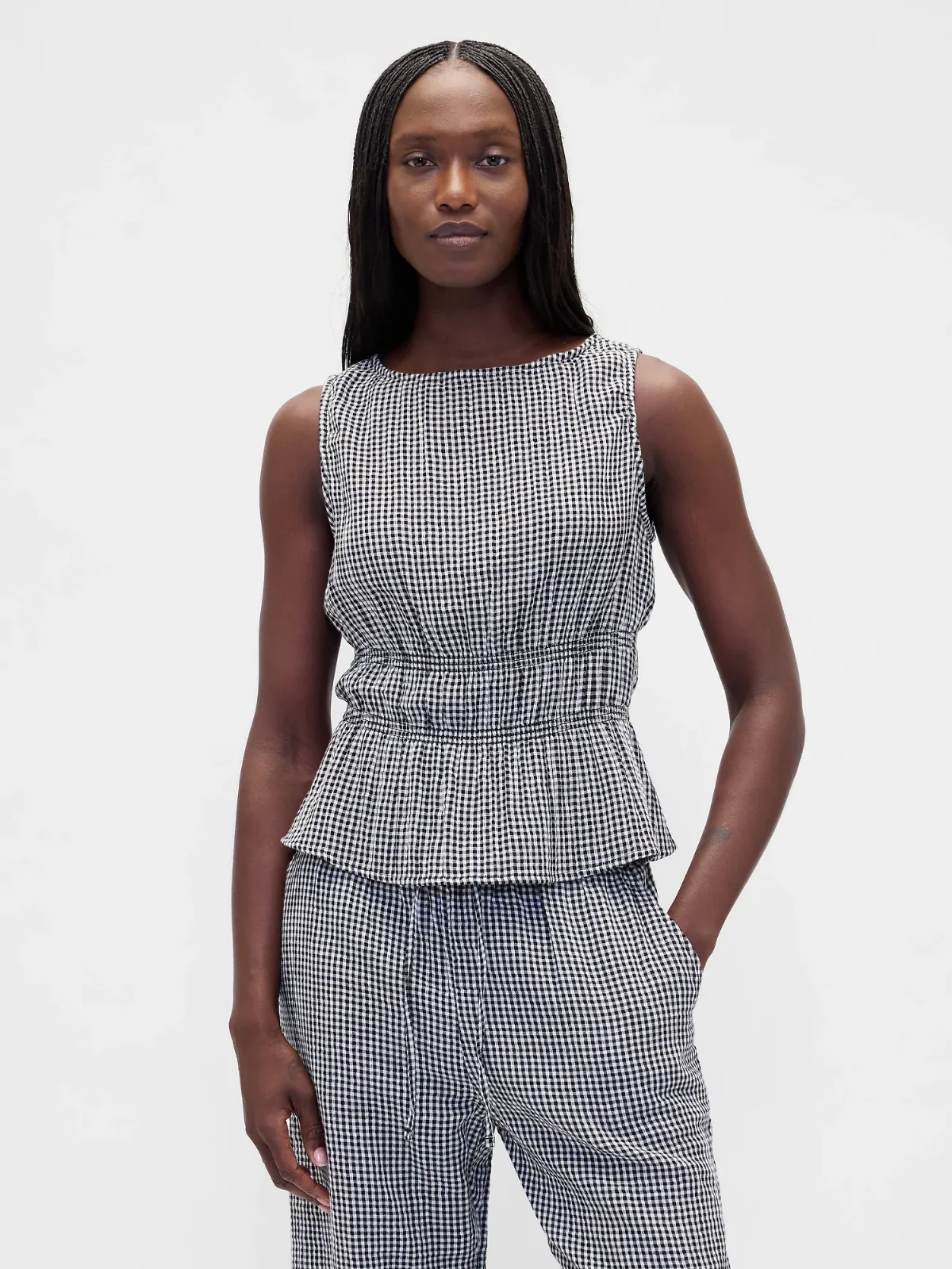 Cotton Gauze Smocked-Waist Peplum Top by Gap