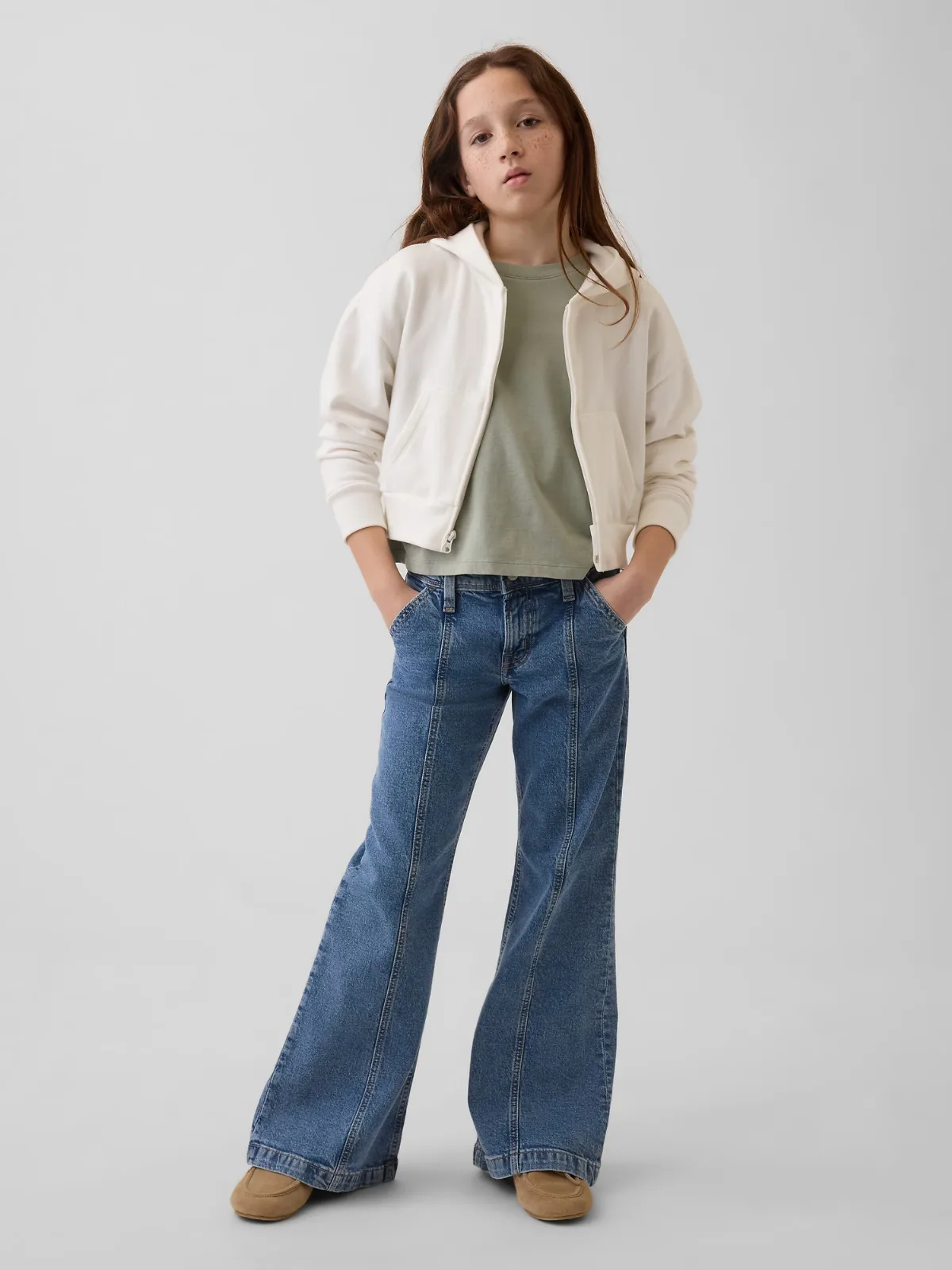 Low Rise Seamed Relaxed Flare Jeans by Gap
