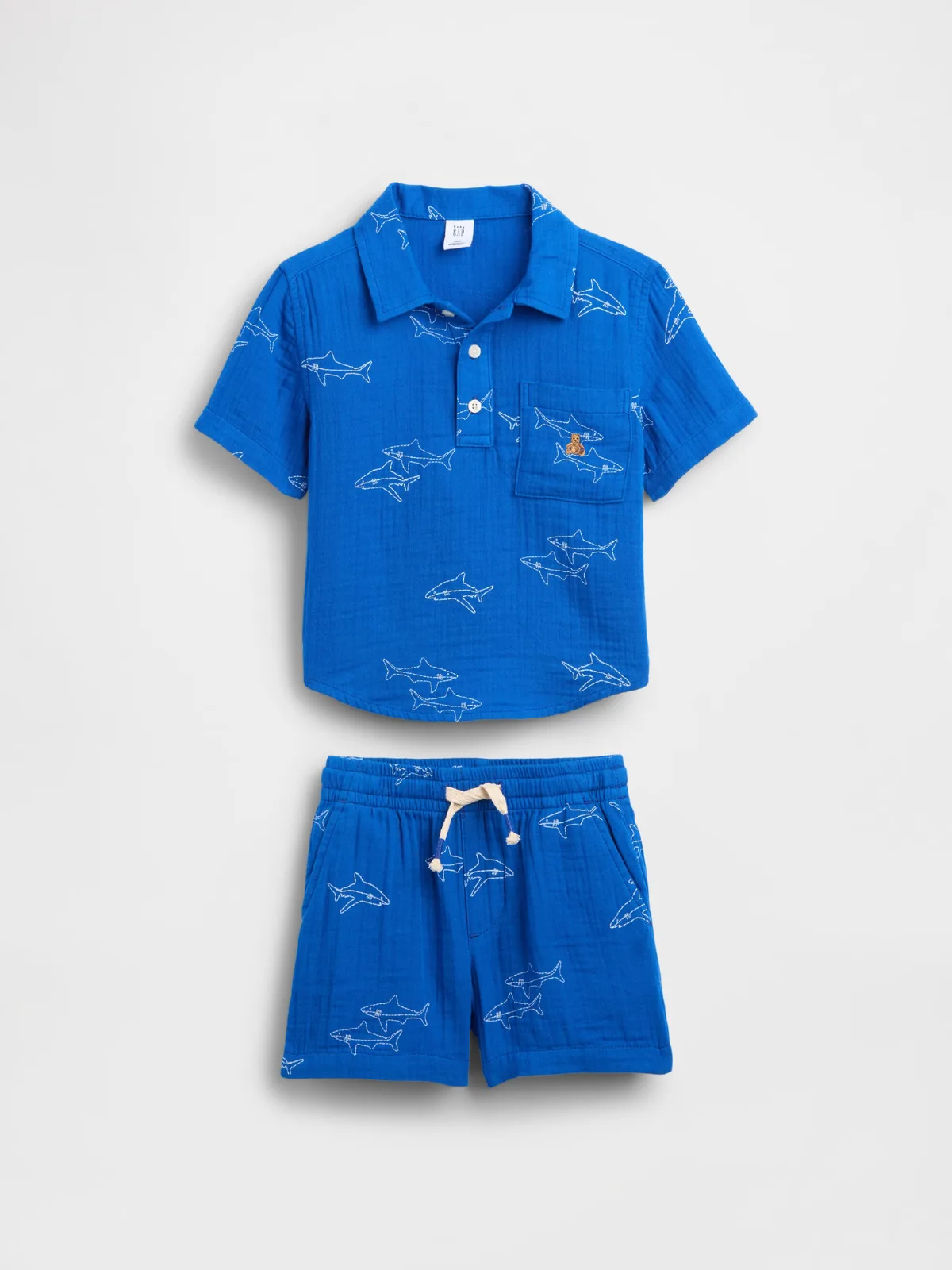 Cotton Gauze Polo Shirt Outfit Set by Gap