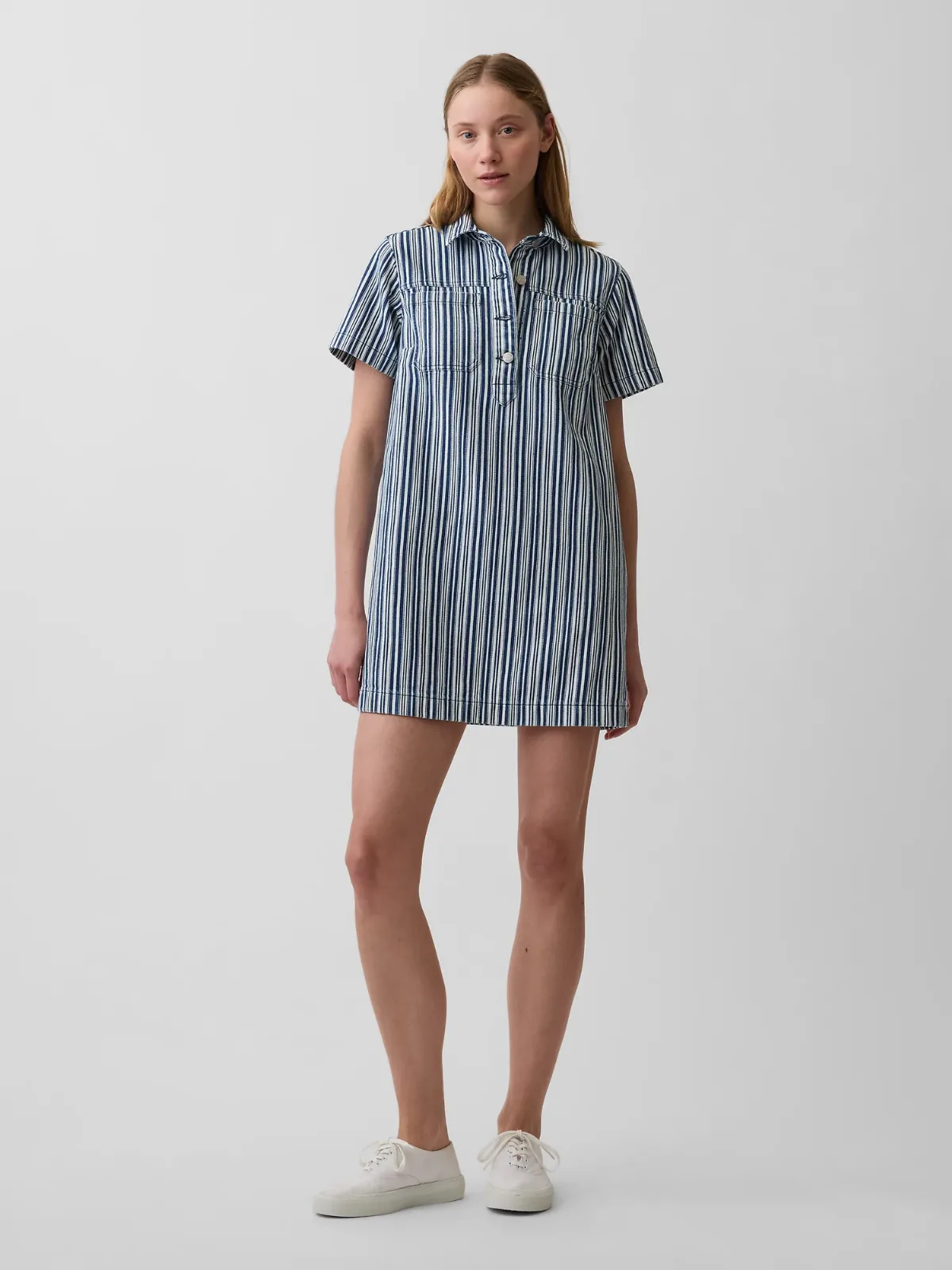 Denim Stripe Popover Mini Dress by Gap